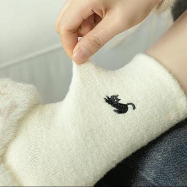 Embroidered Black Cat Socks - Image 3