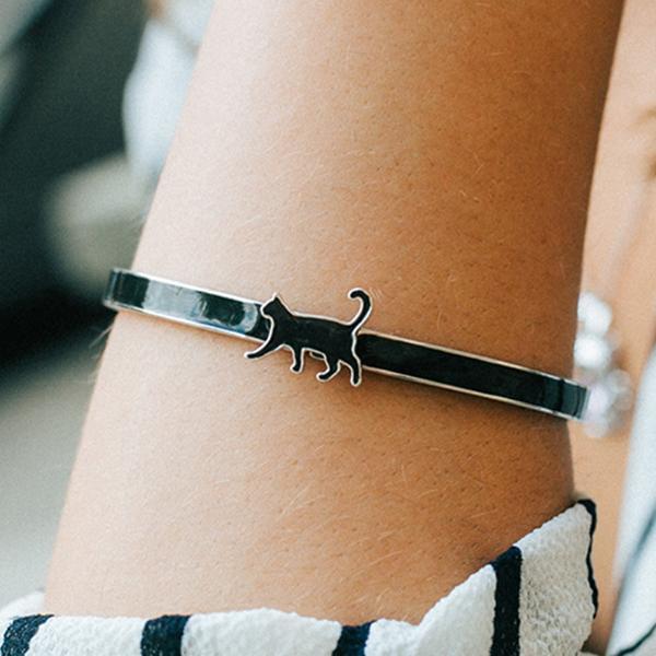Enamel Cat Bangle | Cat Bracelet - Image 10