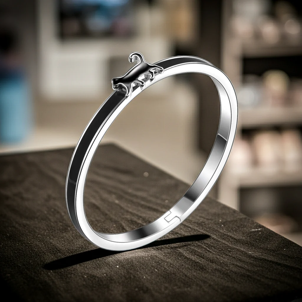 Enamel Cat Bangle | Cat Bracelet - Image 7