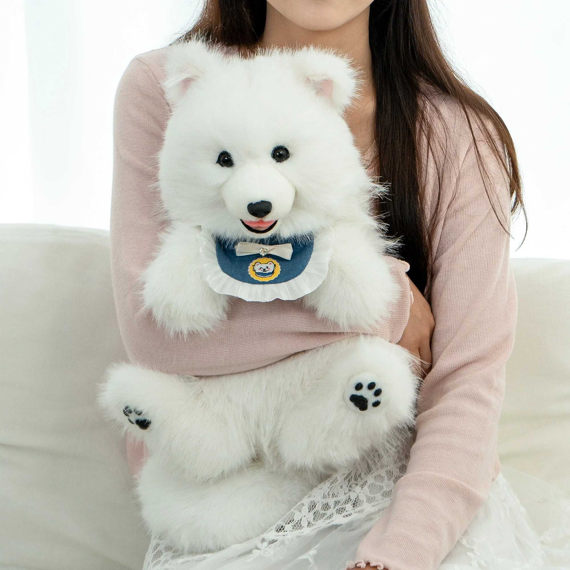 Fluffy Samoyed Backpack - Realistic White Cloud Cozy - Image 2