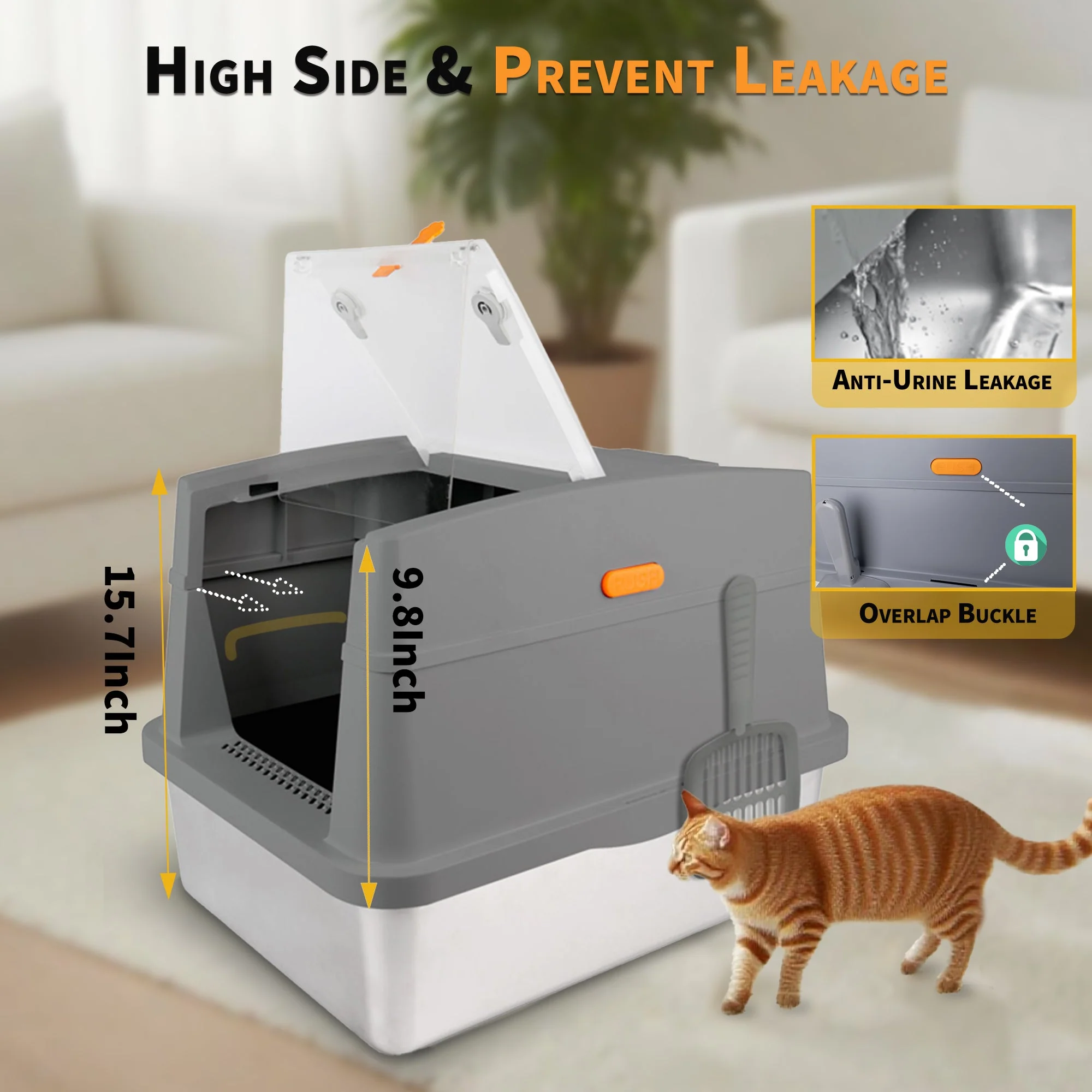 Go Fresh - Cat Litter Box Hooded Stainless Steel Base - Image 9