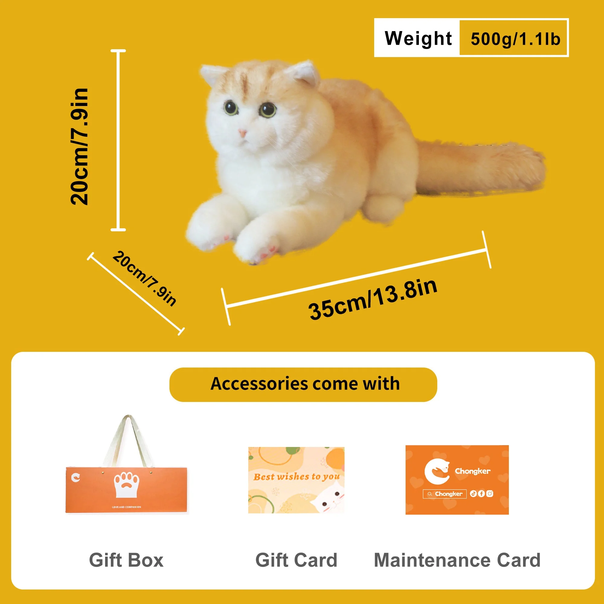 Golden Brtitish Short Hair Cat Plush – Weighted Emotional Support Toy Gift - Image 2