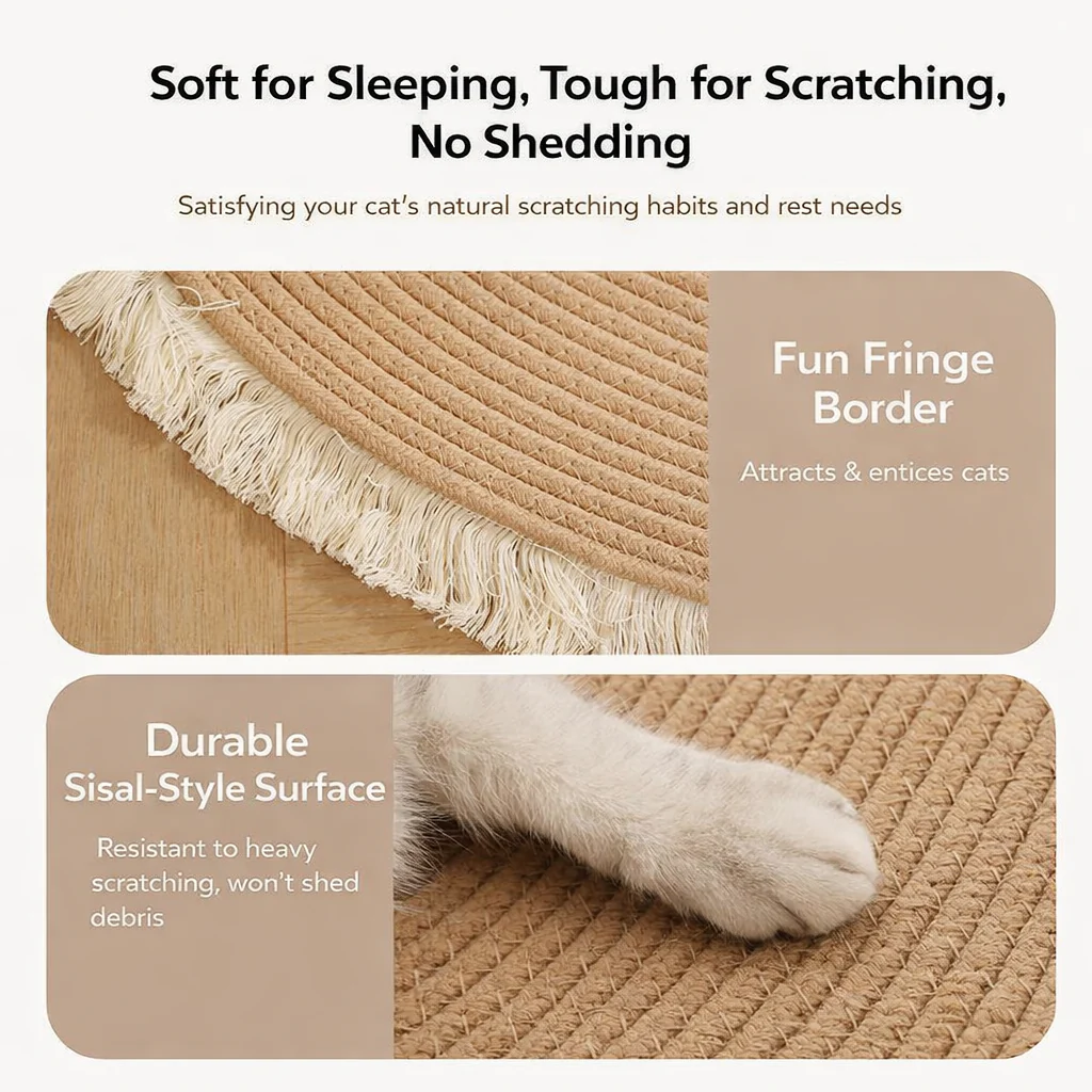 Handmade Rattan Woven Rug – Vintage Jute Round Carpet with Tassel - Image 2