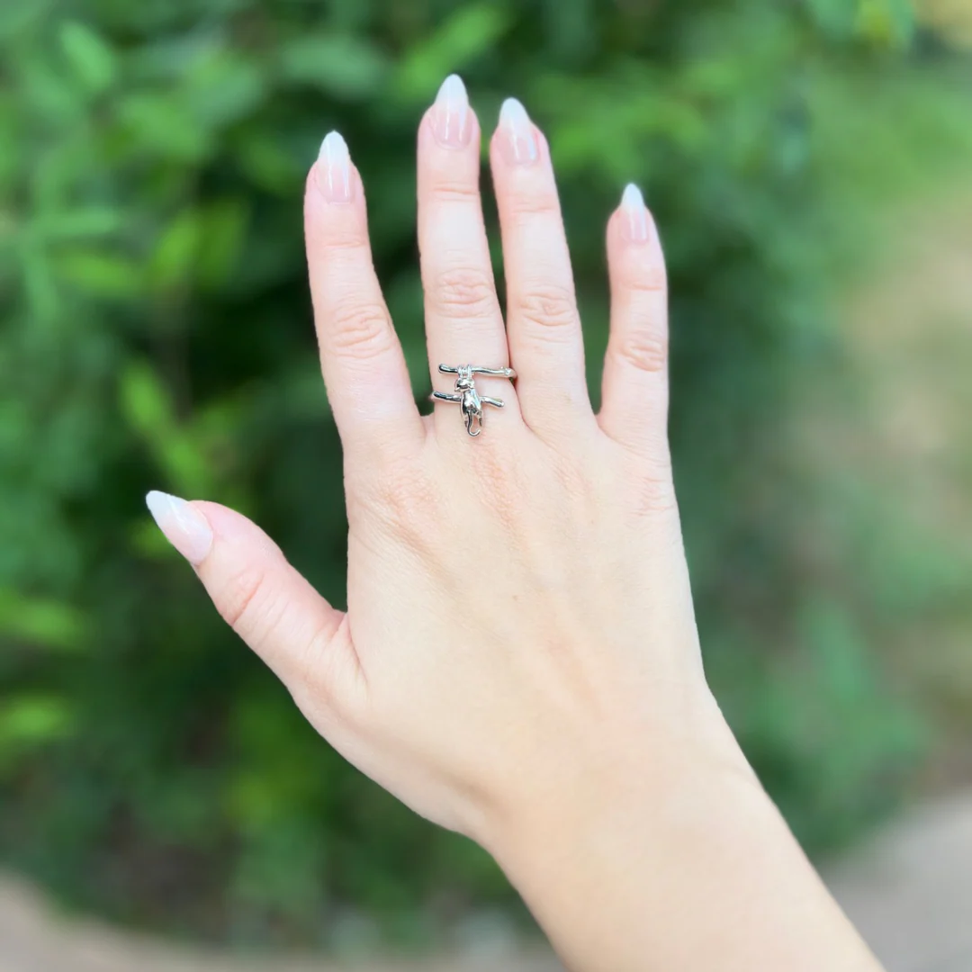Hang In There Cat | Sterling Silver Adjustable Ring - Image 2