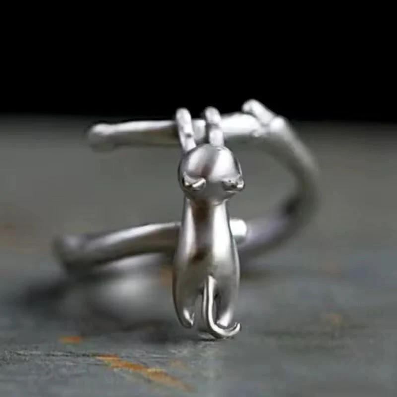 Hang In There Cat | Sterling Silver Adjustable Ring - Image 3