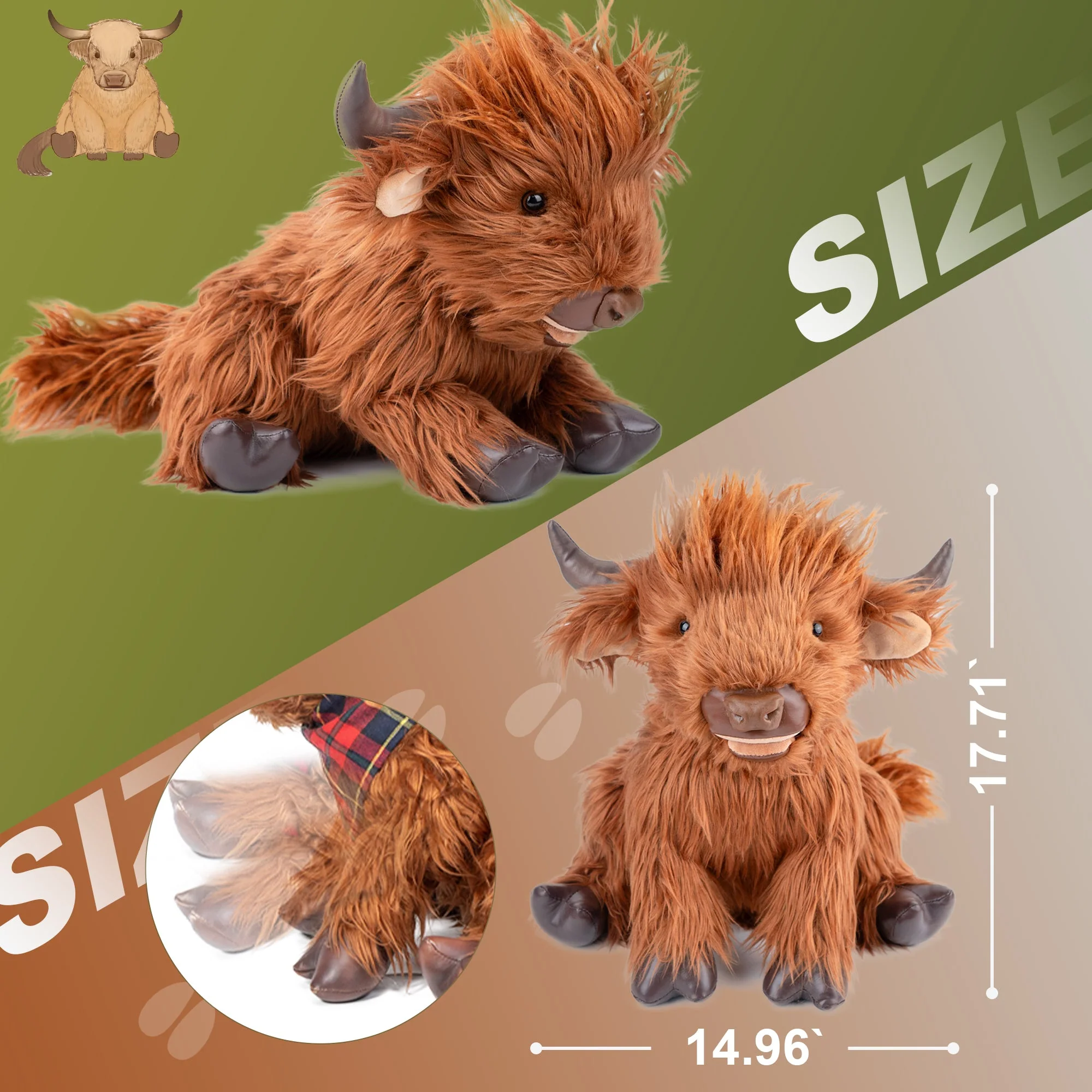 Highland Cow Plush – Weighted Toy for Kids & Adults - Image 3