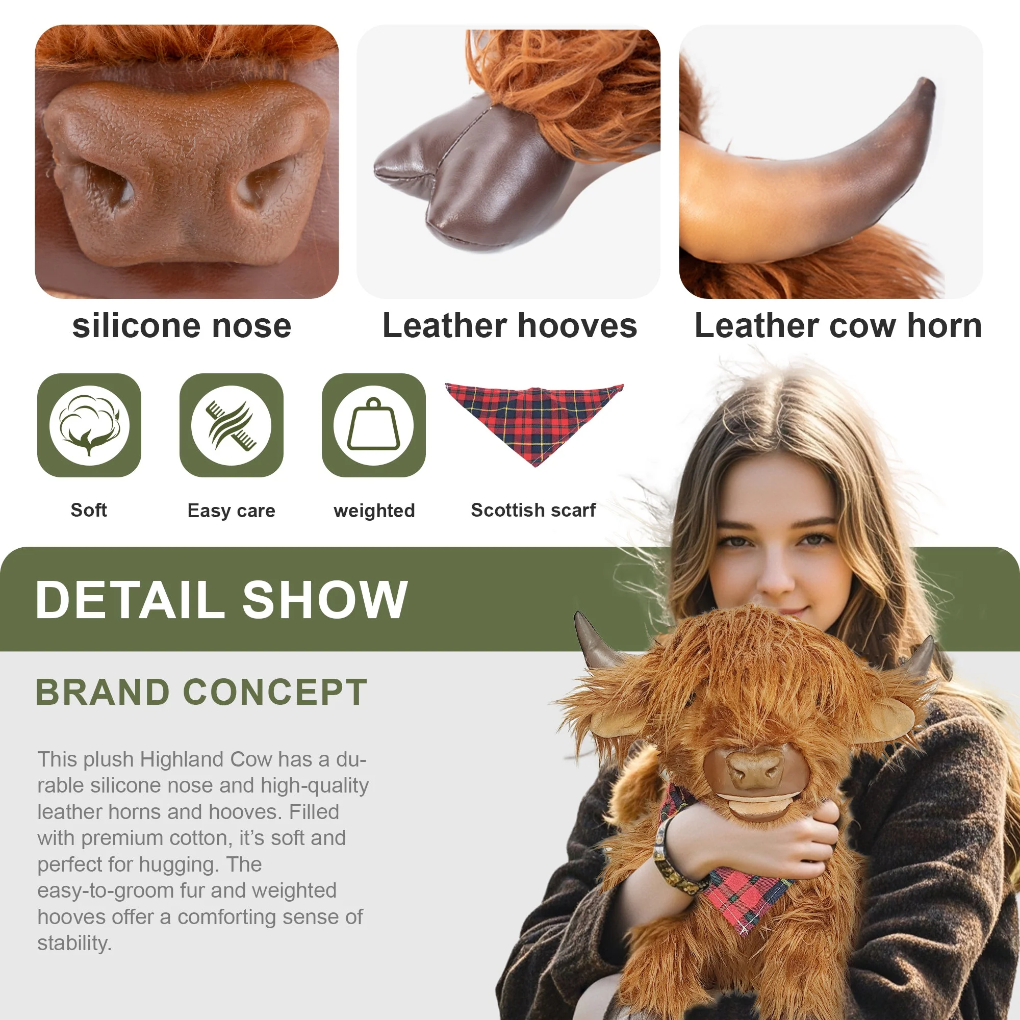Highland Cow Plush – Weighted Toy for Kids & Adults - Image 8