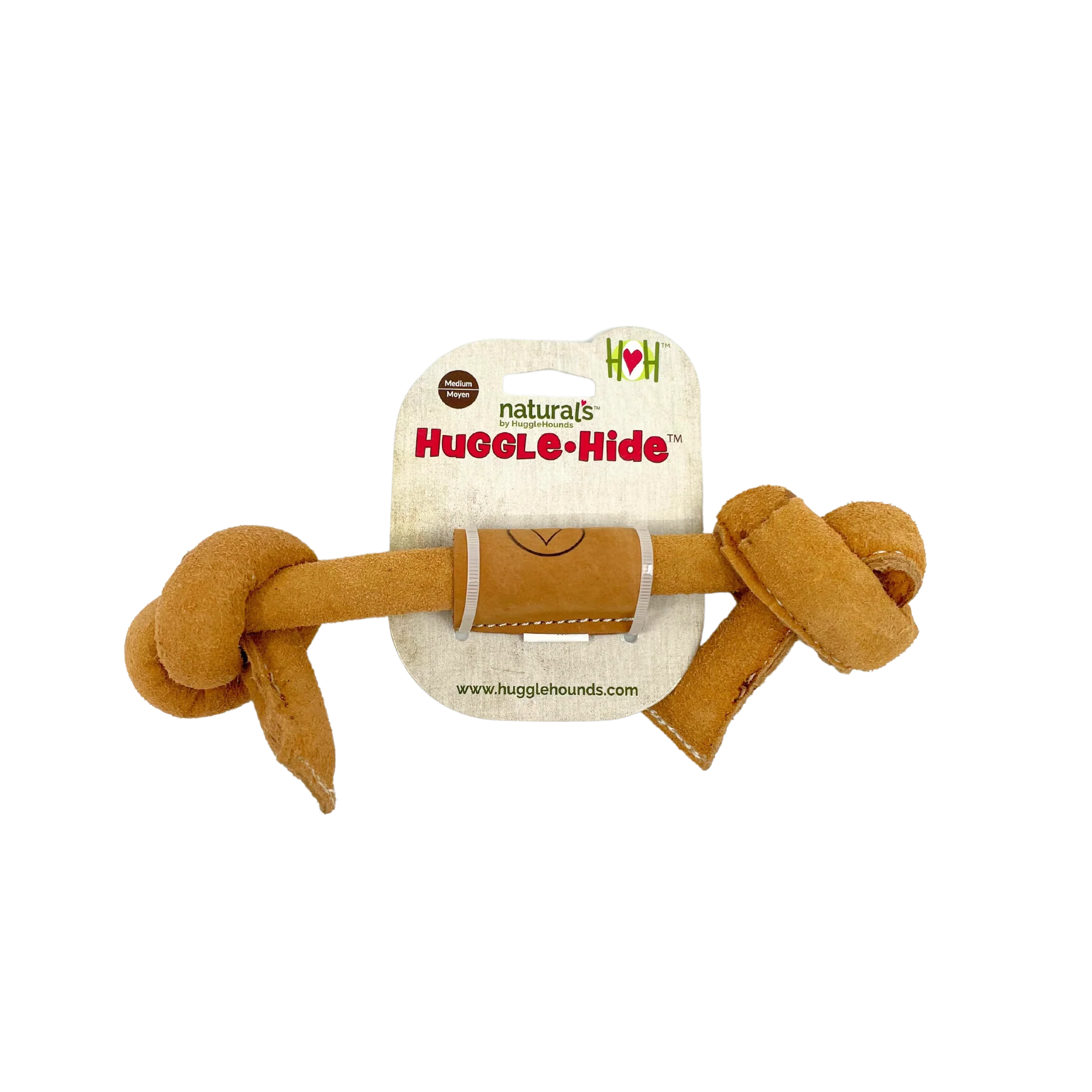 Huggle-Hide® Natural Leather Bone Dog Toy, 3 Pack - Image 3