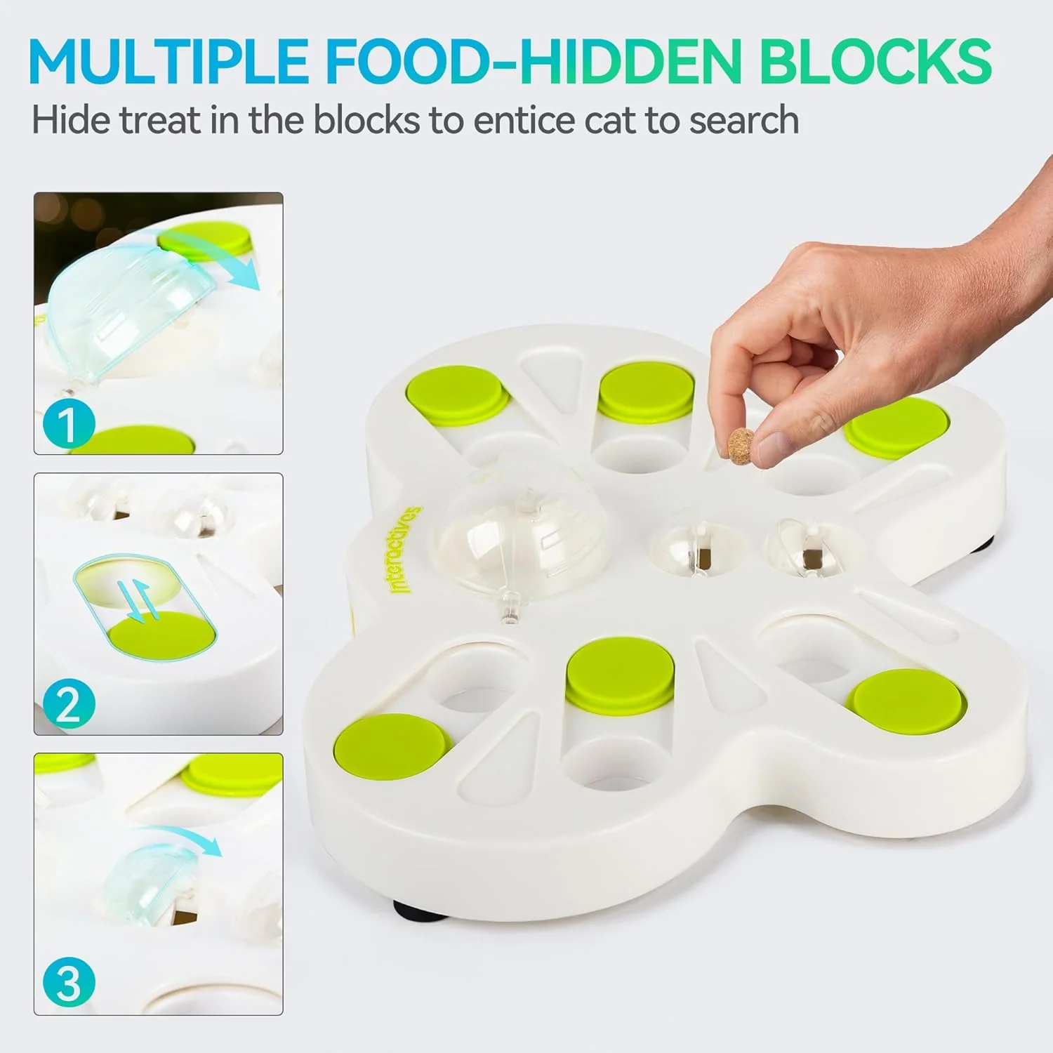 Interactives - Cat Toys - Interactive Cat Treat Puzzle Slow Feeder for Indoor Play - Image 3