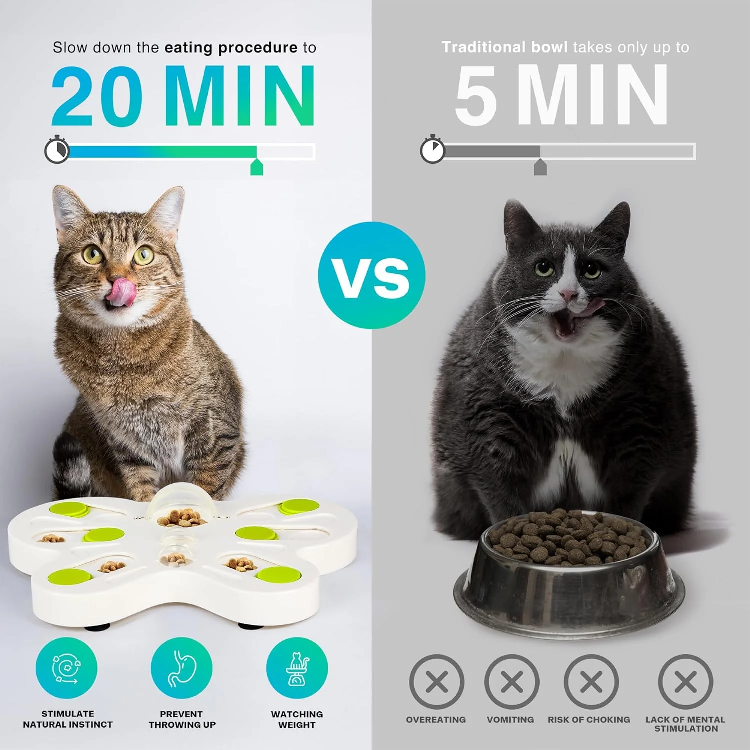 Interactives - Cat Toys - Interactive Cat Treat Puzzle Slow Feeder for Indoor Play - Image 4