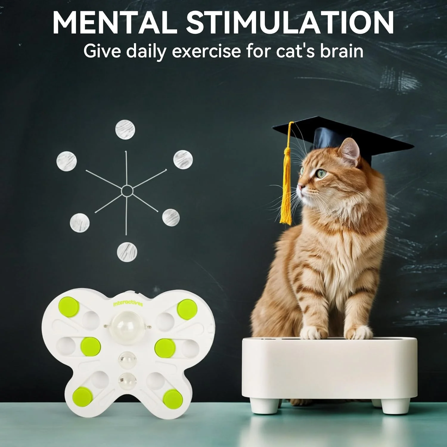 Interactives - Cat Toys - Interactive Cat Treat Puzzle Slow Feeder for Indoor Play - Image 5