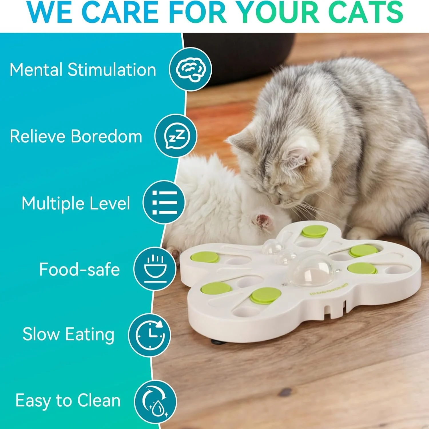 Interactives - Cat Toys - Interactive Cat Treat Puzzle Slow Feeder for Indoor Play - Image 6