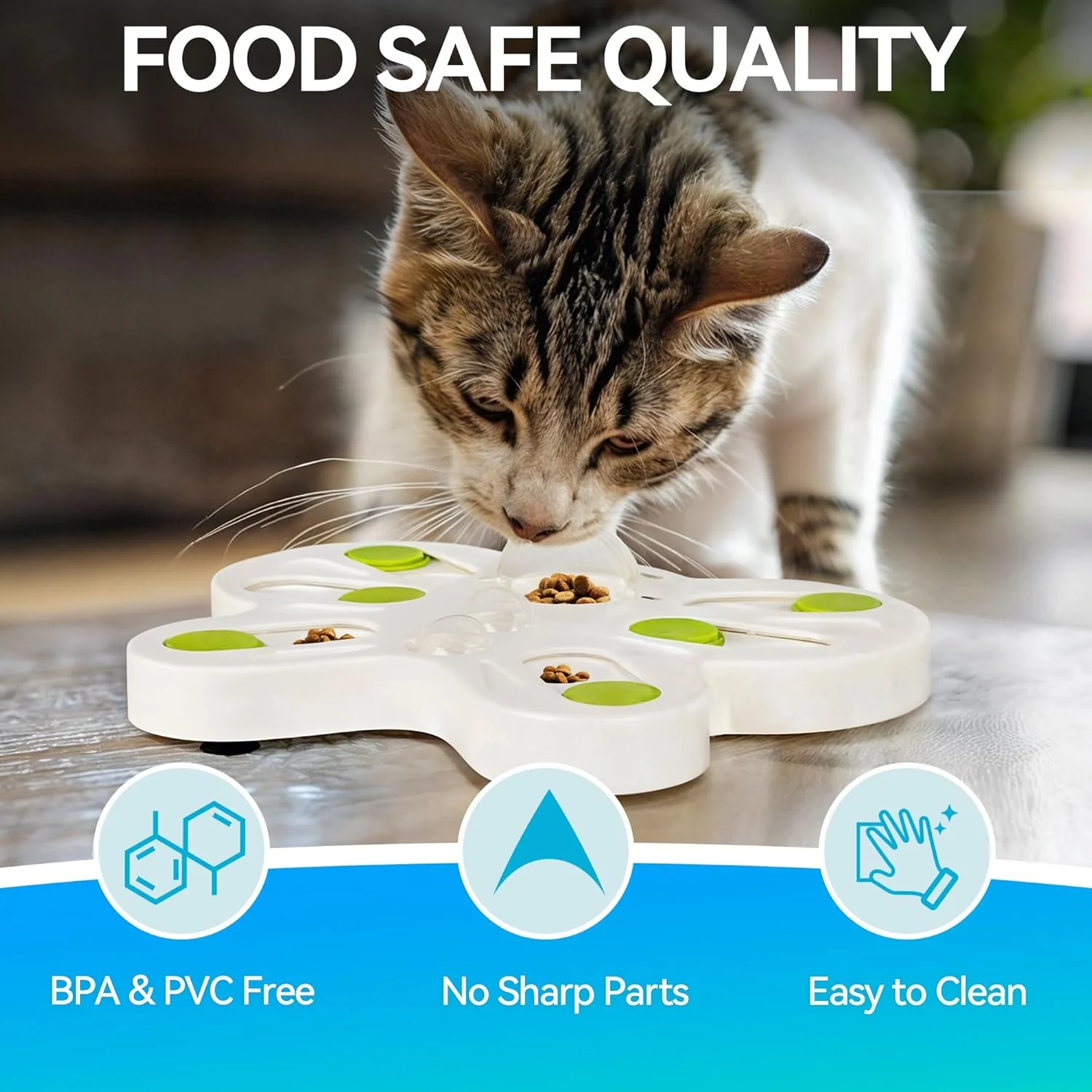Interactives - Cat Toys - Interactive Cat Treat Puzzle Slow Feeder for Indoor Play - Image 7