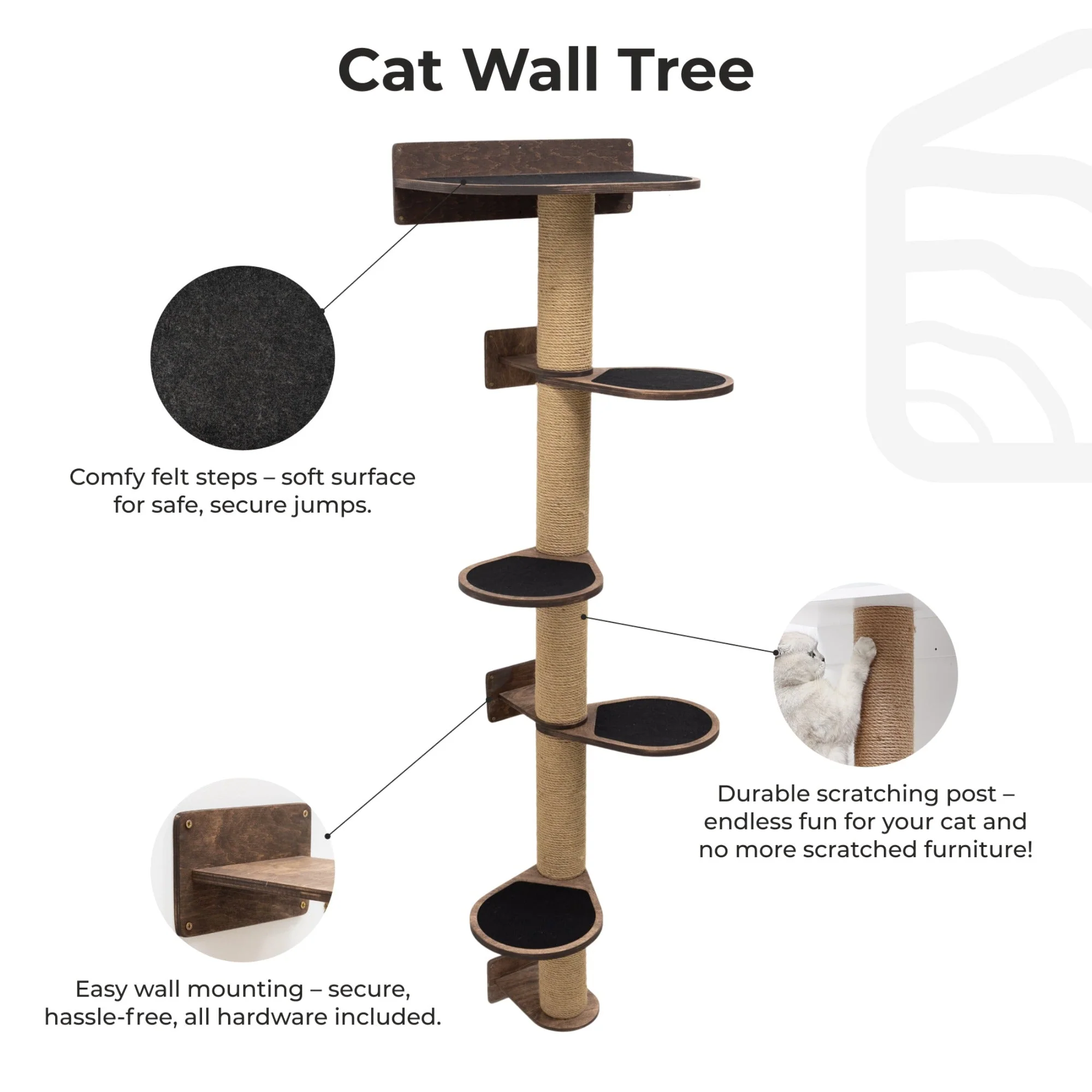 Large Cat Tree – Dark Walnut - Image 7