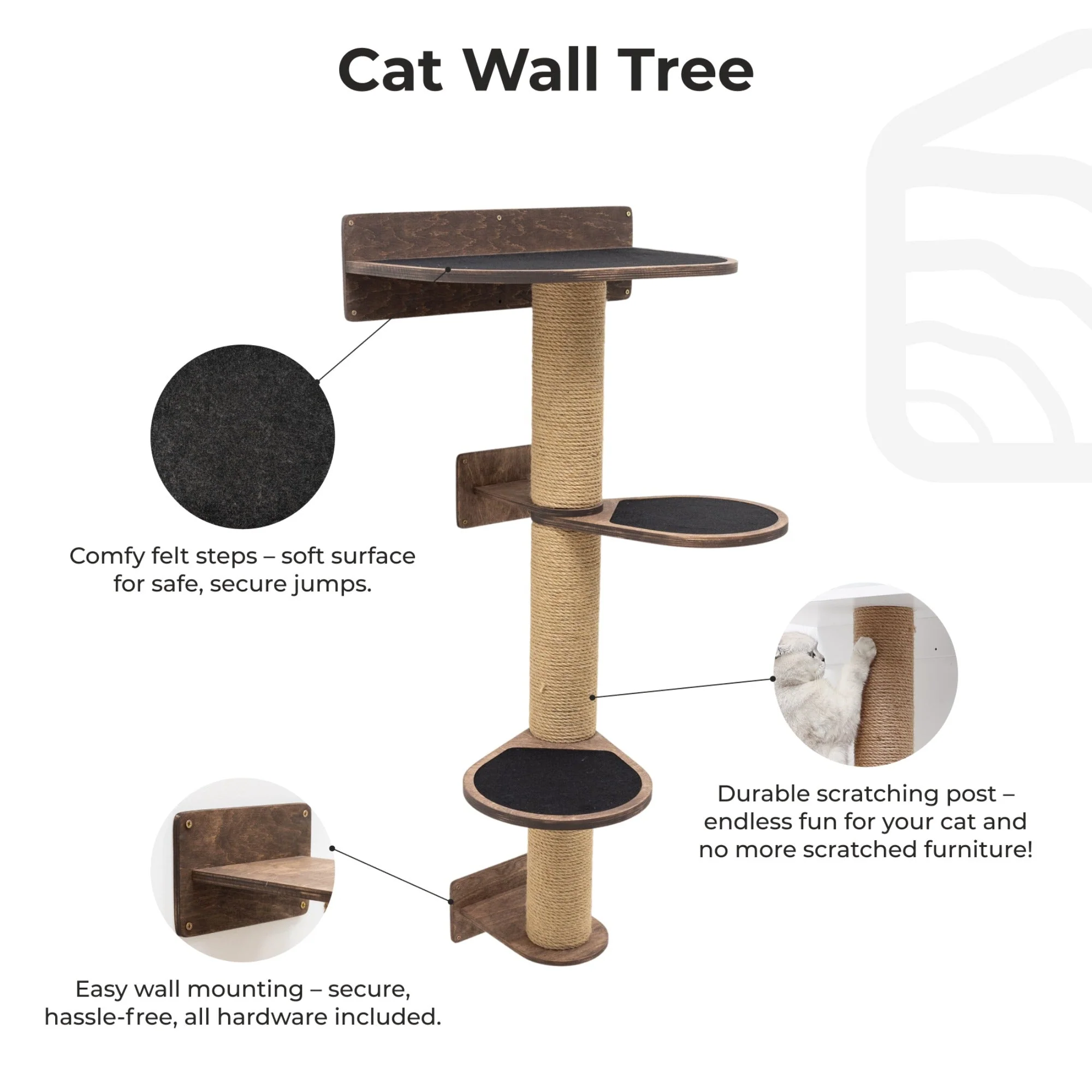 Medium Cat Tree – Dark Walnut - Image 7