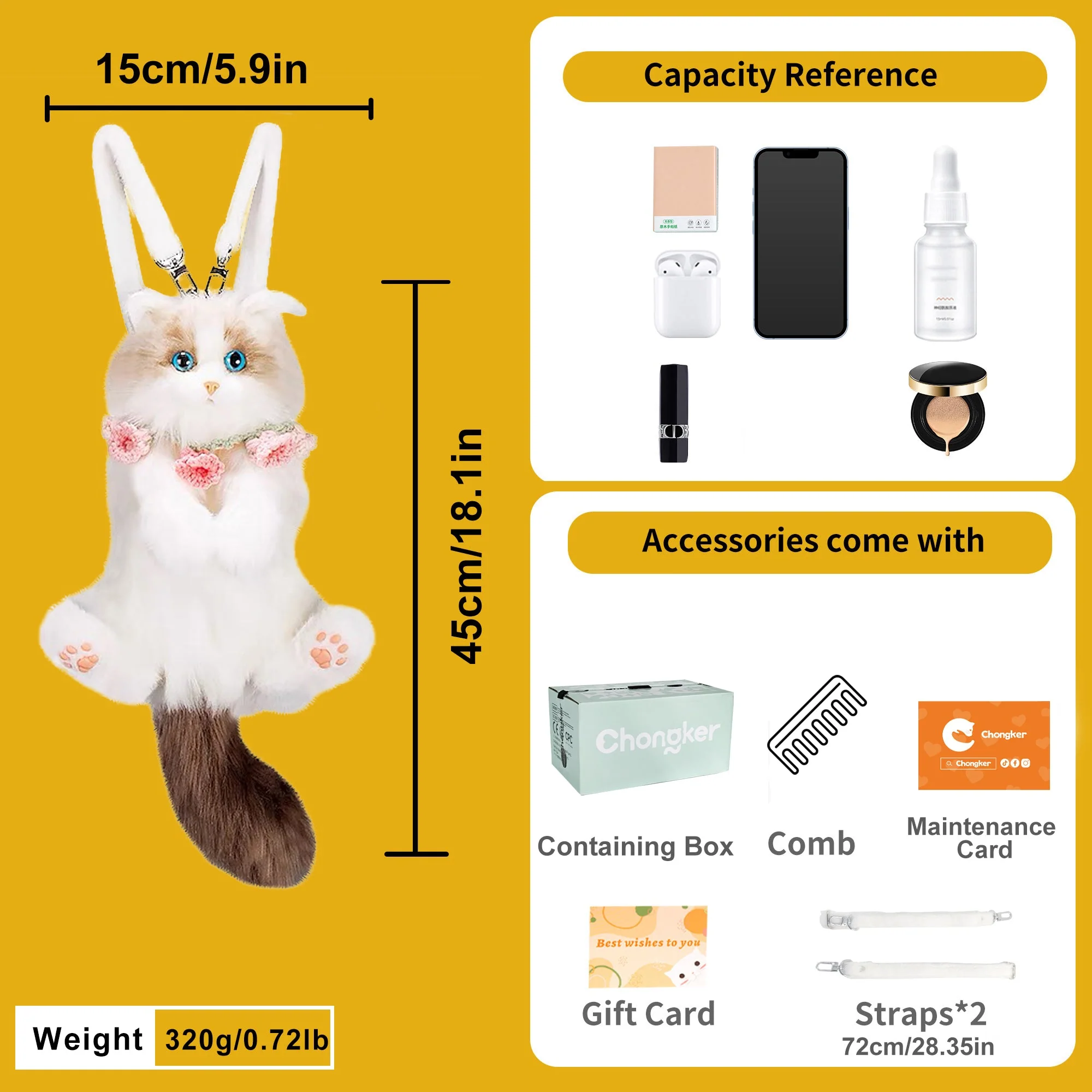 Mini Ragdoll Cat Backpack – Cute Handmade Bag for Girls - Image 2