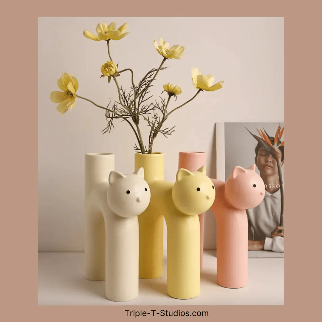 Modern Ceramic Cat Vase - Image 2
