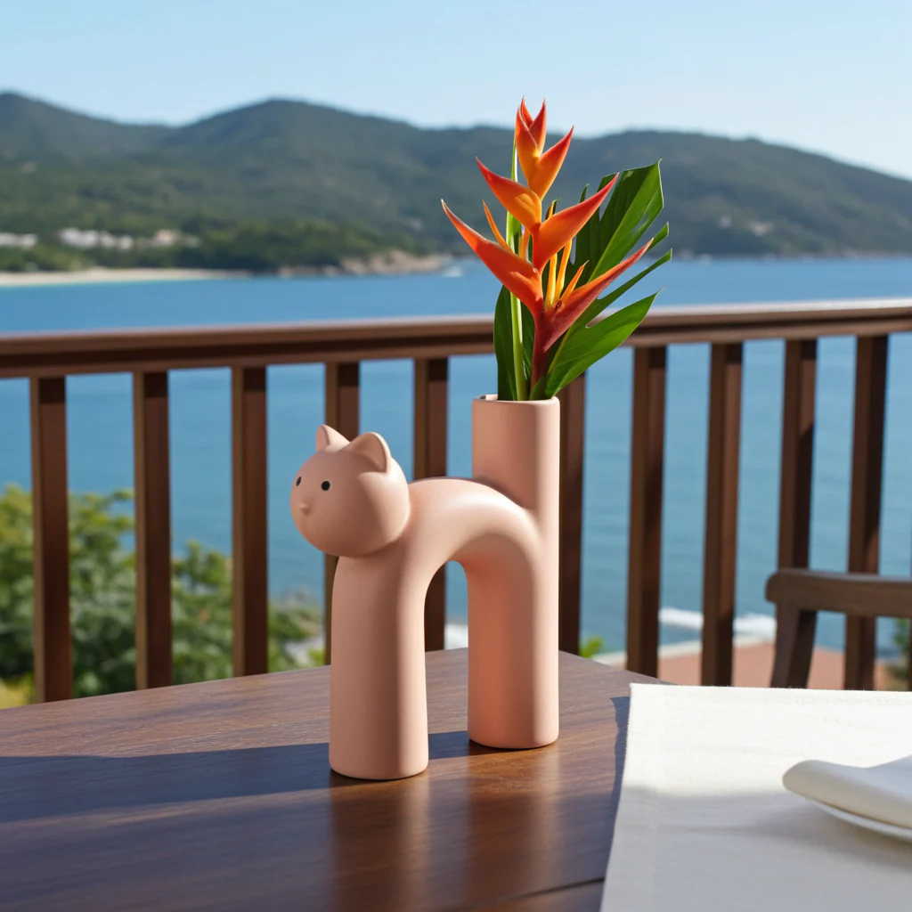 Modern Ceramic Cat Vase - Image 8