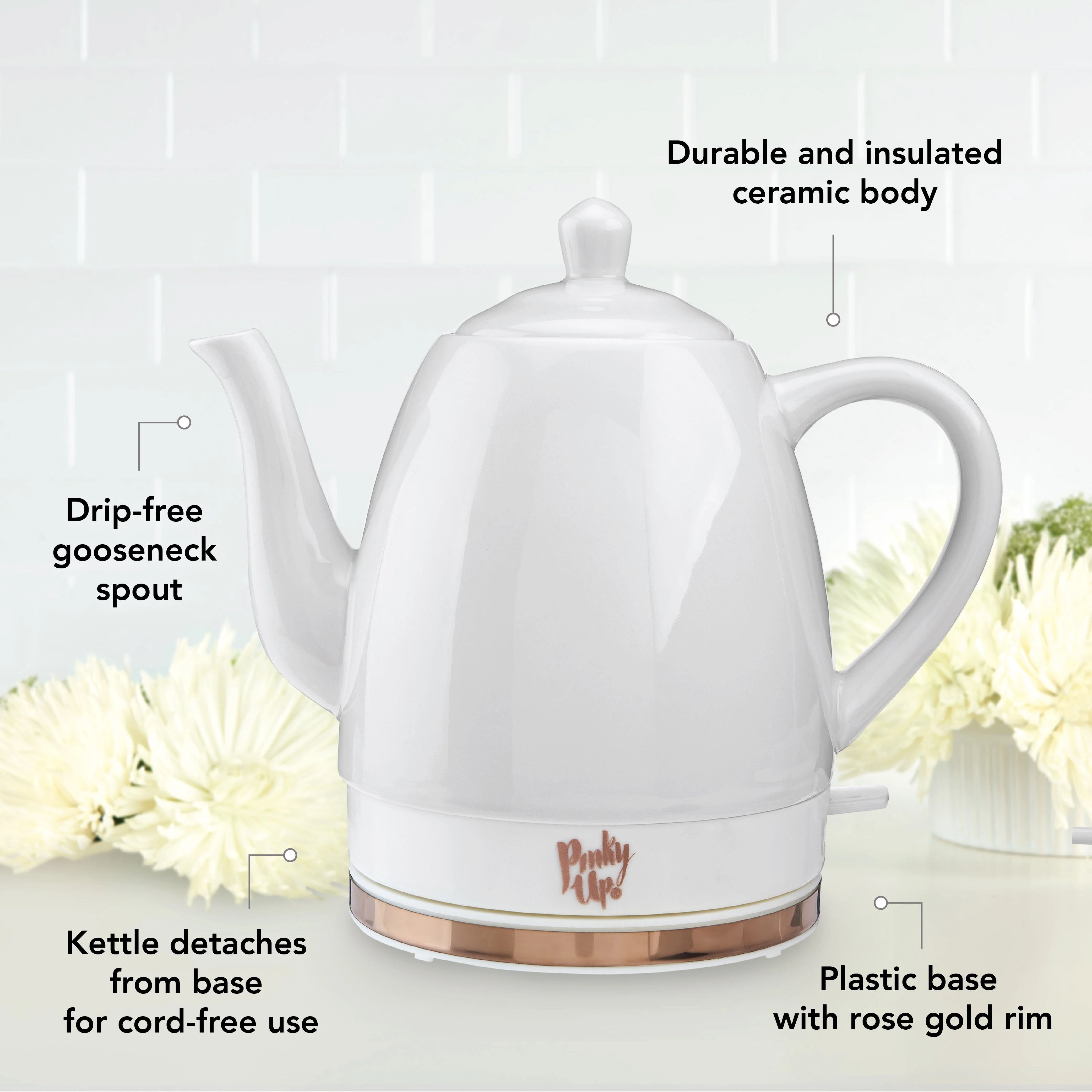Noelle Ceramic Electric Tea Kettle in Grey - Image 5