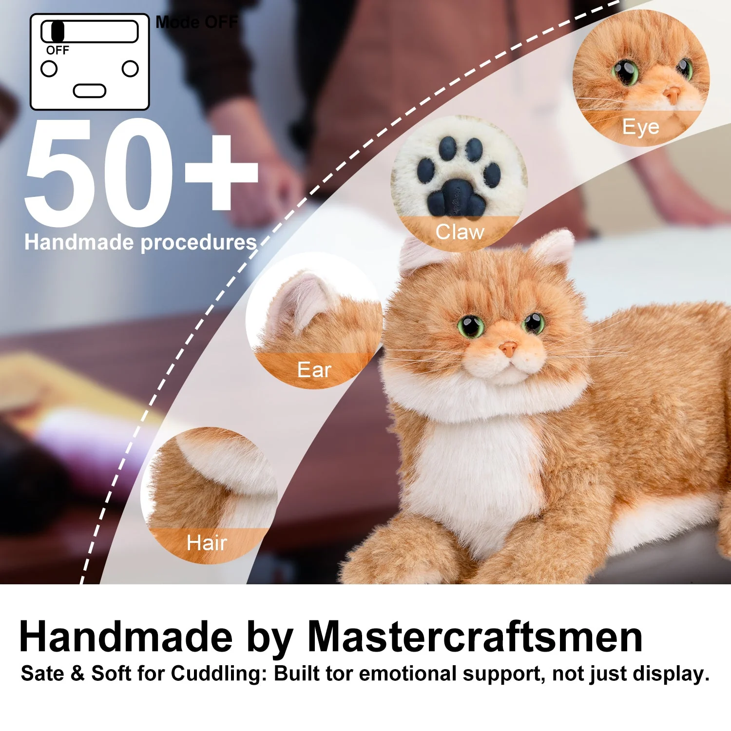 Percy 2.0 Golden British Short Hair Cat- Breathing  Heartbeat Pur,Voice Robonic Cat - Image 6
