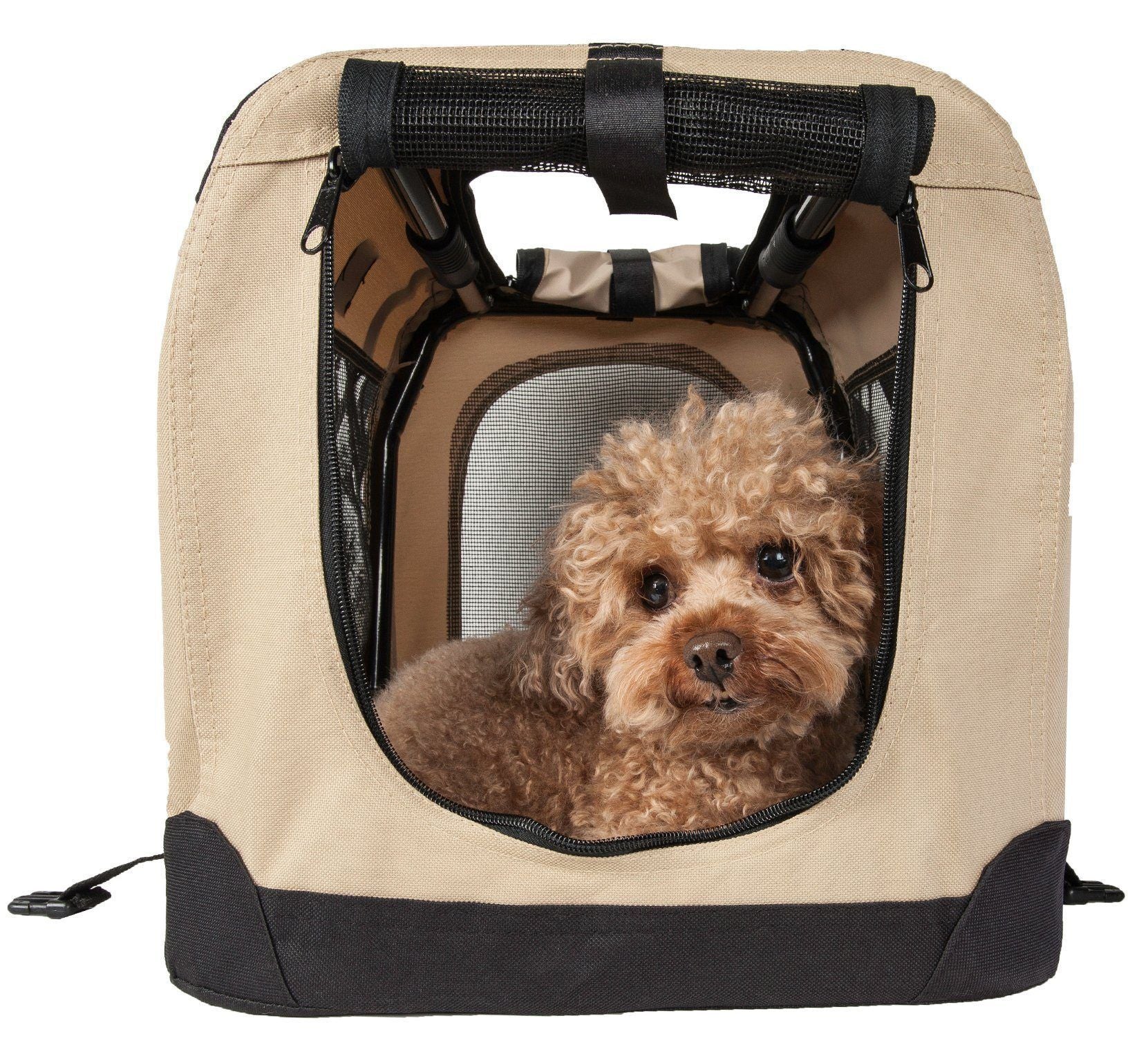 Pet Life ® '360° Vista View' Zippered Soft Folding Collapsible Durable Metal Framed Pet Dog Crate House Carrier - Image 10