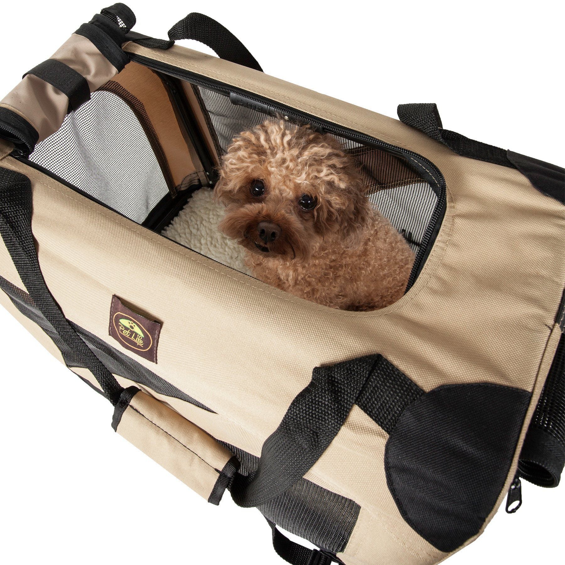 Pet Life ® '360° Vista View' Zippered Soft Folding Collapsible Durable Metal Framed Pet Dog Crate House Carrier - Image 15