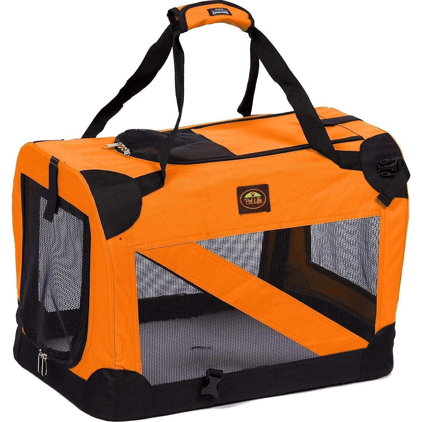 Pet Life ® '360° Vista View' Zippered Soft Folding Collapsible Durable Metal Framed Pet Dog Crate House Carrier - Image 3