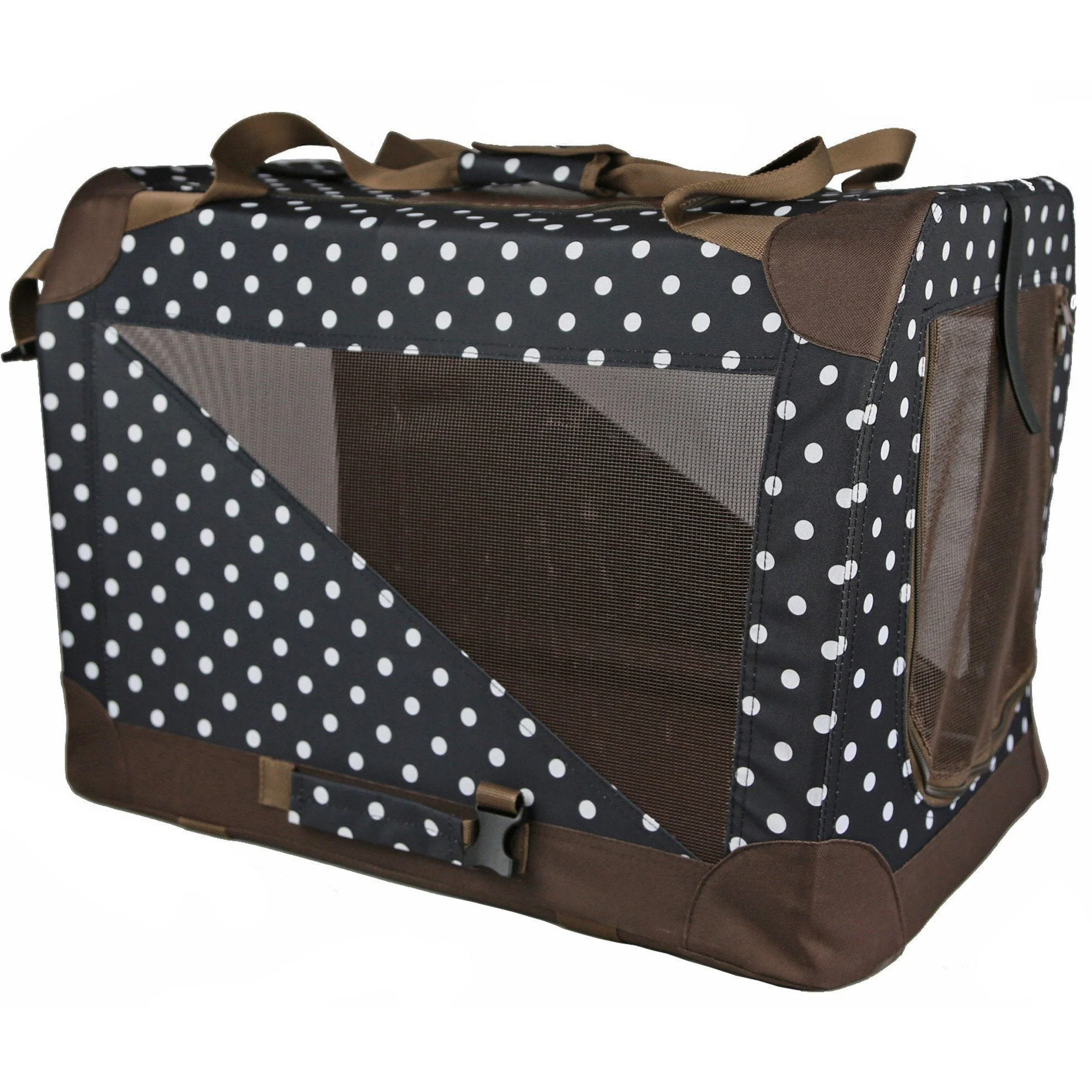 Pet Life ® '360° Vista View' Zippered Soft Folding Collapsible Durable Metal Framed Pet Dog Crate House Carrier - Image 5