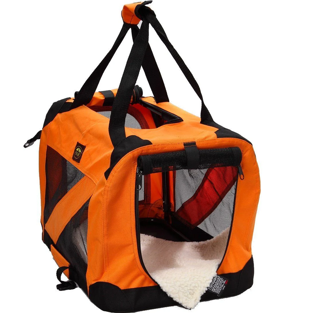 Pet Life ® '360° Vista View' Zippered Soft Folding Collapsible Durable Metal Framed Pet Dog Crate House Carrier - Image 7