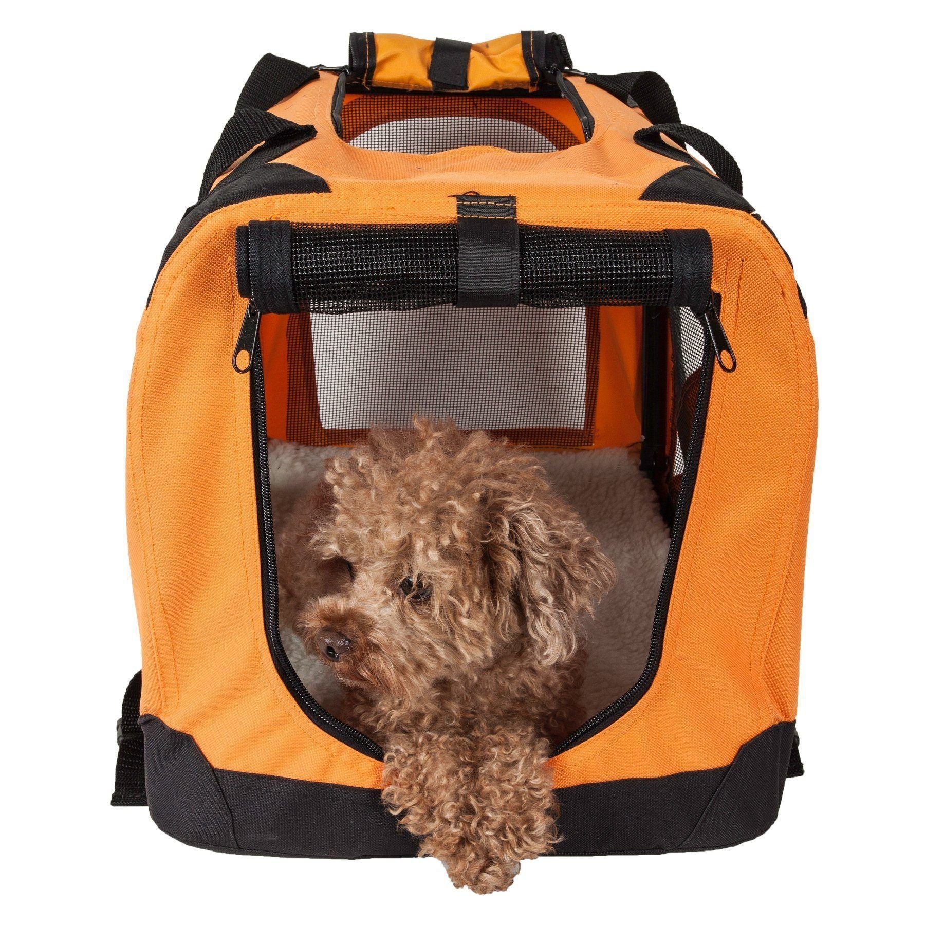 Pet Life ® '360° Vista View' Zippered Soft Folding Collapsible Durable Metal Framed Pet Dog Crate House Carrier - Image 9