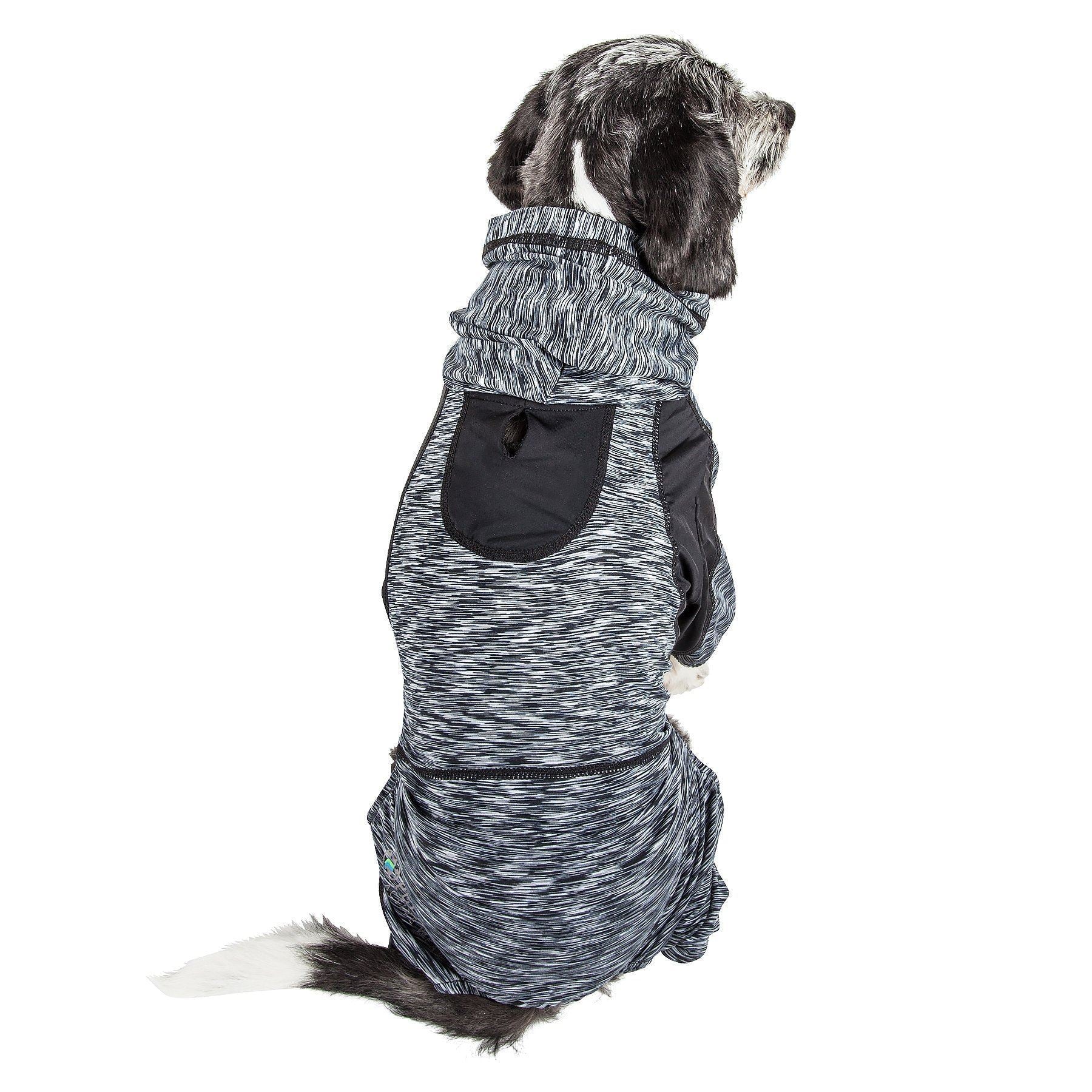 Pet Life ® Active 'Downward Dog' 4-Way-Stretch Fitness Yoga Dog Tracksuit Hoodie - Image 17
