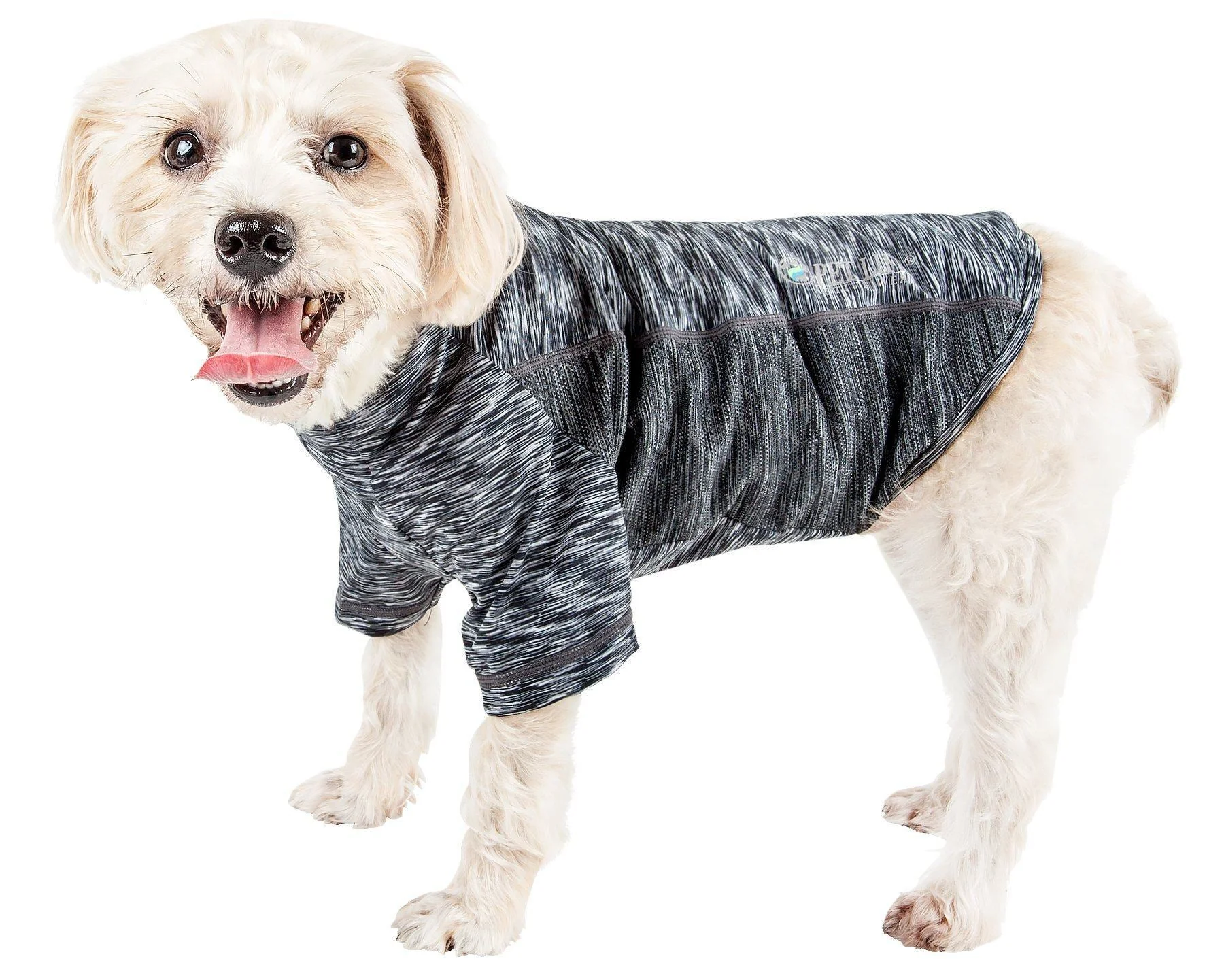 Pet Life ® Active 'Warf Speed' Heathered Ultra-Stretch Yoga Fitness Dog T-Shirt - Image 4