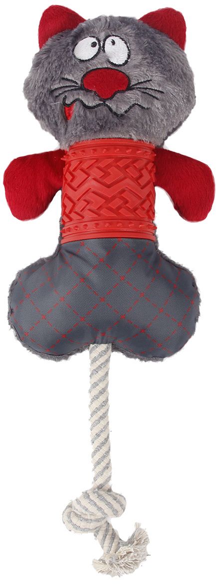 Pet Life ® 'All-in-Fun' Nylon and Rope Squeaking Rubber Rope and Plush Dog Toy - Image 3