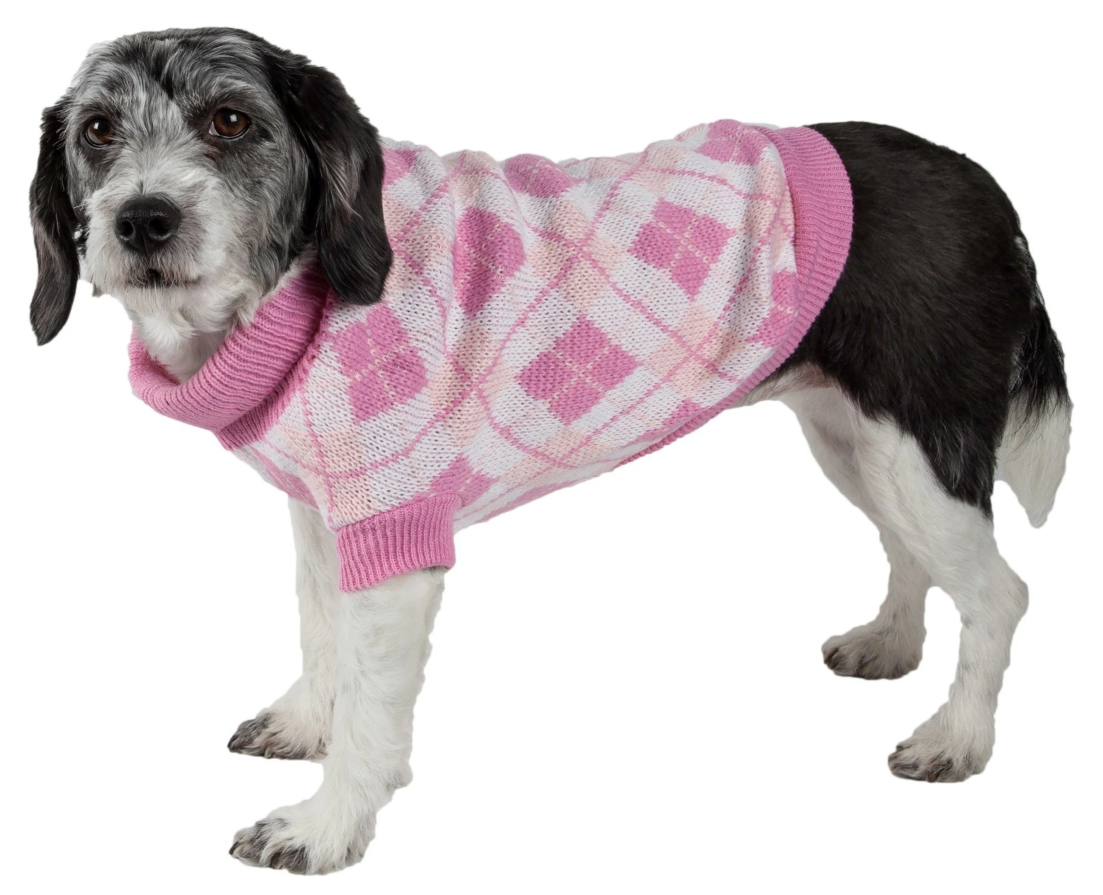 Pet Life ® 'Argyle Style' Ribbed Knitted Fashion Designer Dog Sweater - Image 2