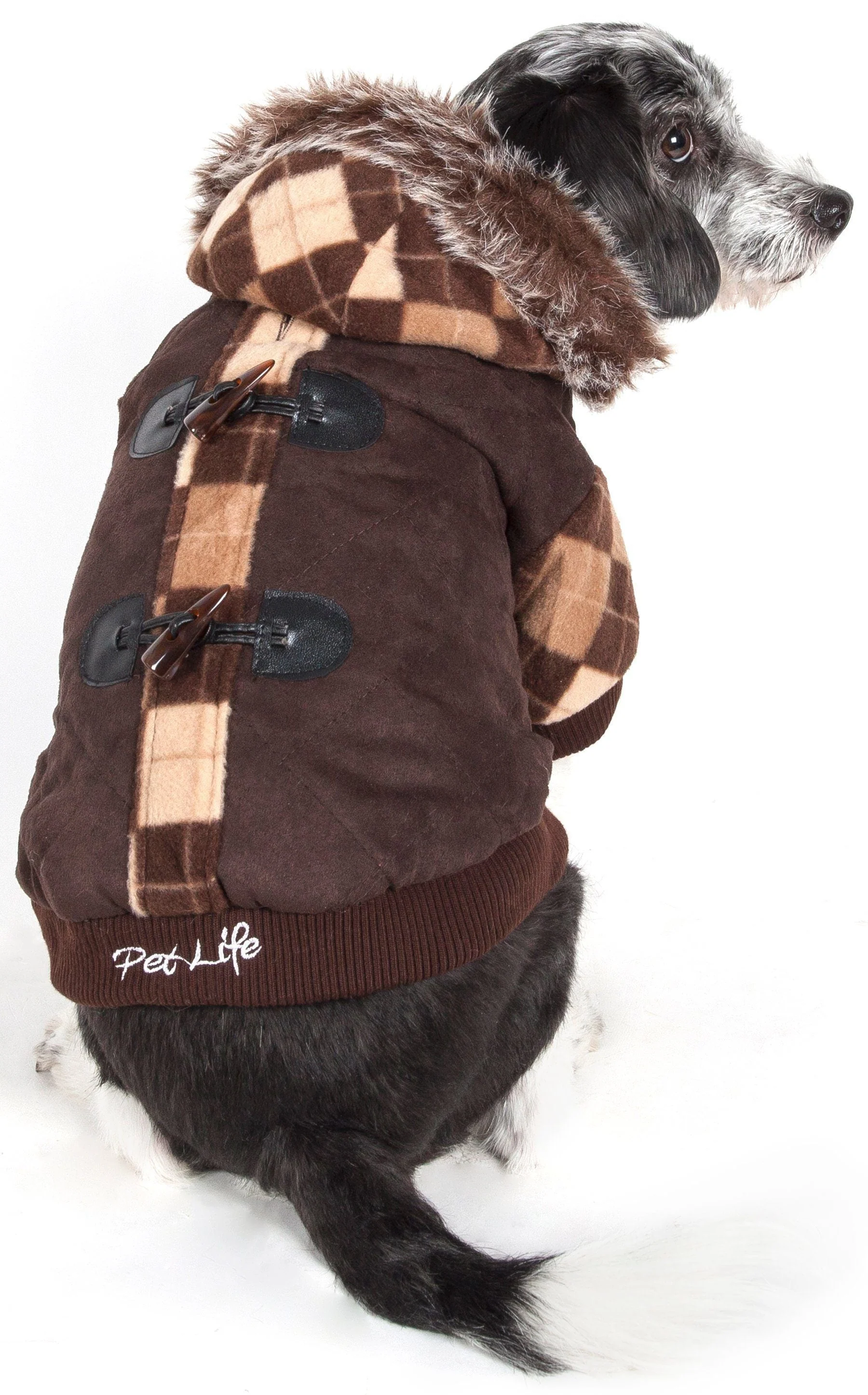 Pet Life ® 'Aygyle Style' 3M Insulated Designer Patterned Suede Dog Coat w/ Removable Hood - Image 3