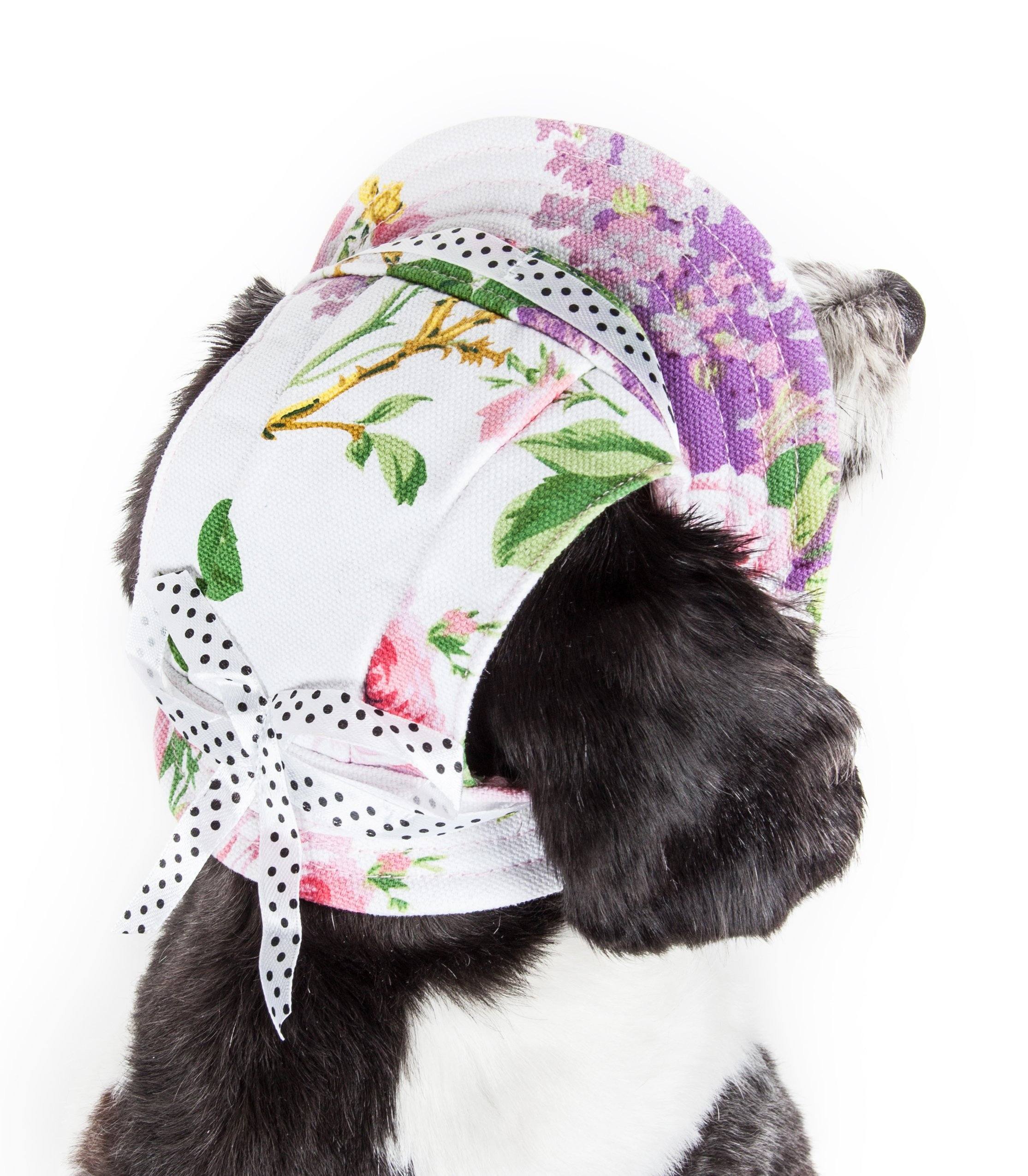 Pet Life ®  'Botanic Bark' Floral UV Protectant Adjustable Fashion Canopy Brimmed Dog Hat Cap - Image 4