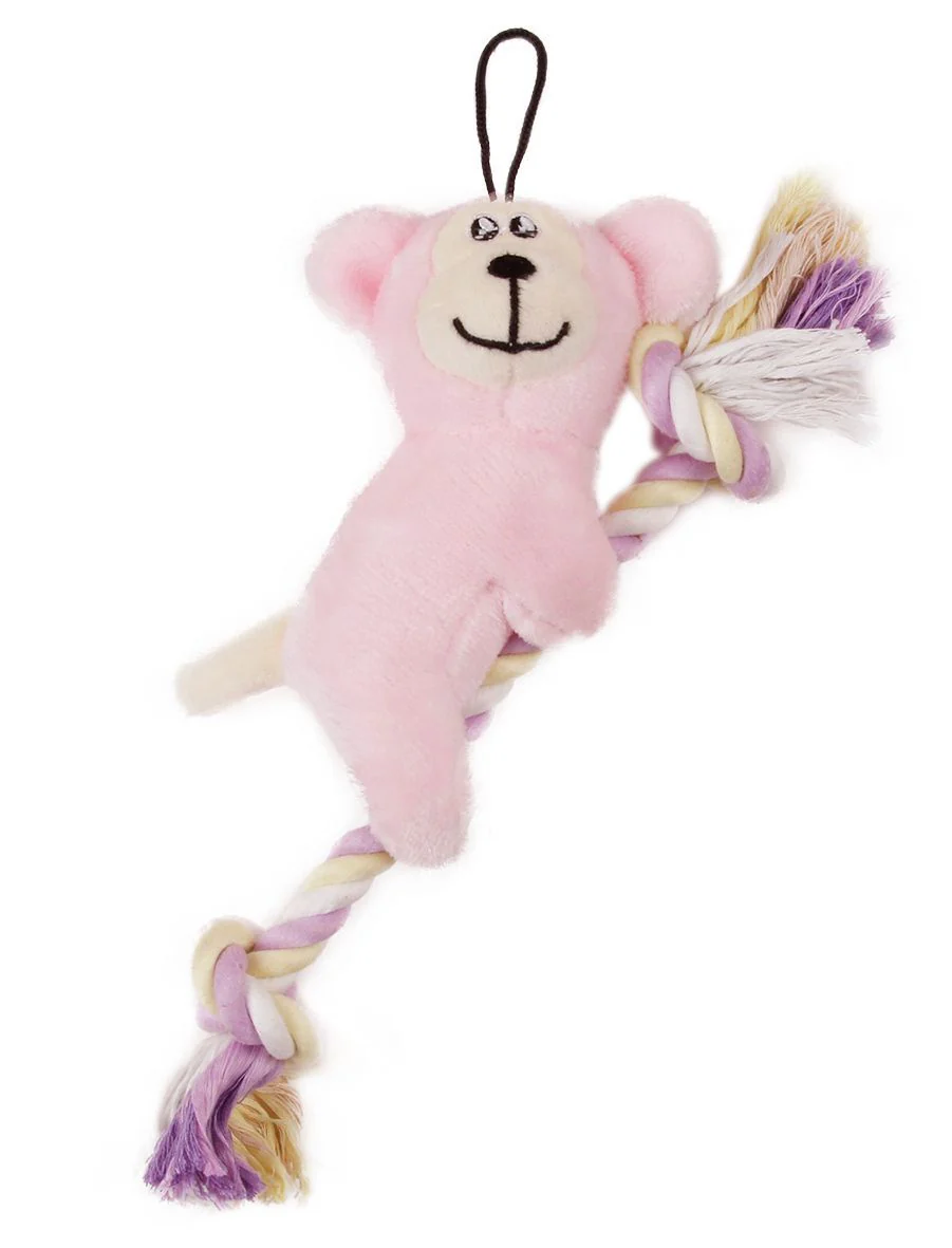 Pet Life ® 'Broom-Lick' Plush and Jute Rope Squeaking Newborn Cat and Dog Toy - Image 2