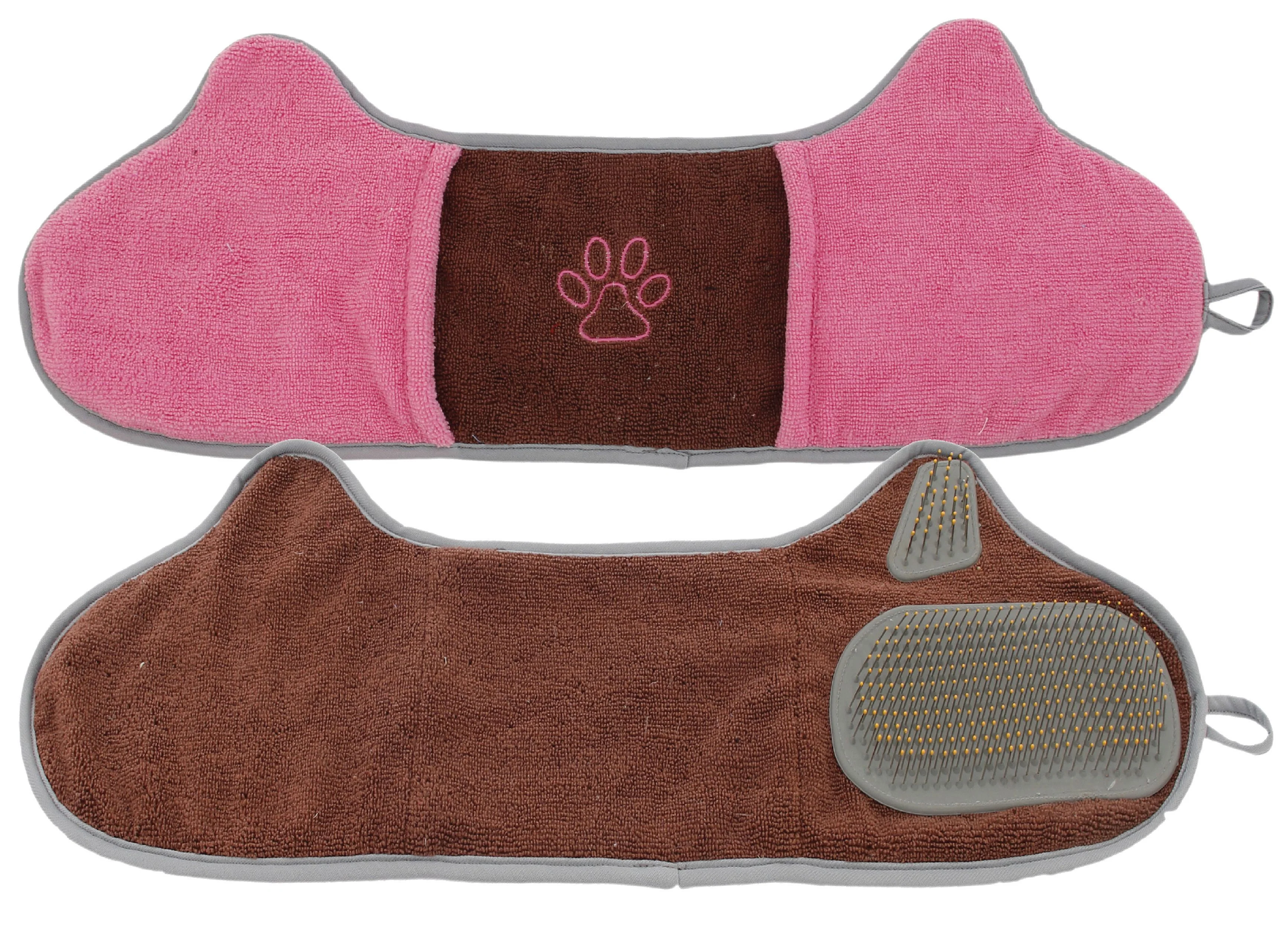 Pet Life ® 'Bryer' 2-in-1 Hand-Inserted Microfiber Pet Grooming Towel and Brush - Image 5