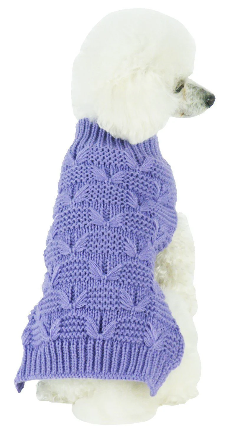 Pet Life ® Butterfly Stitched Heavy Cable Knitted Fashion Turtle Neck Dog Sweater - Image 3