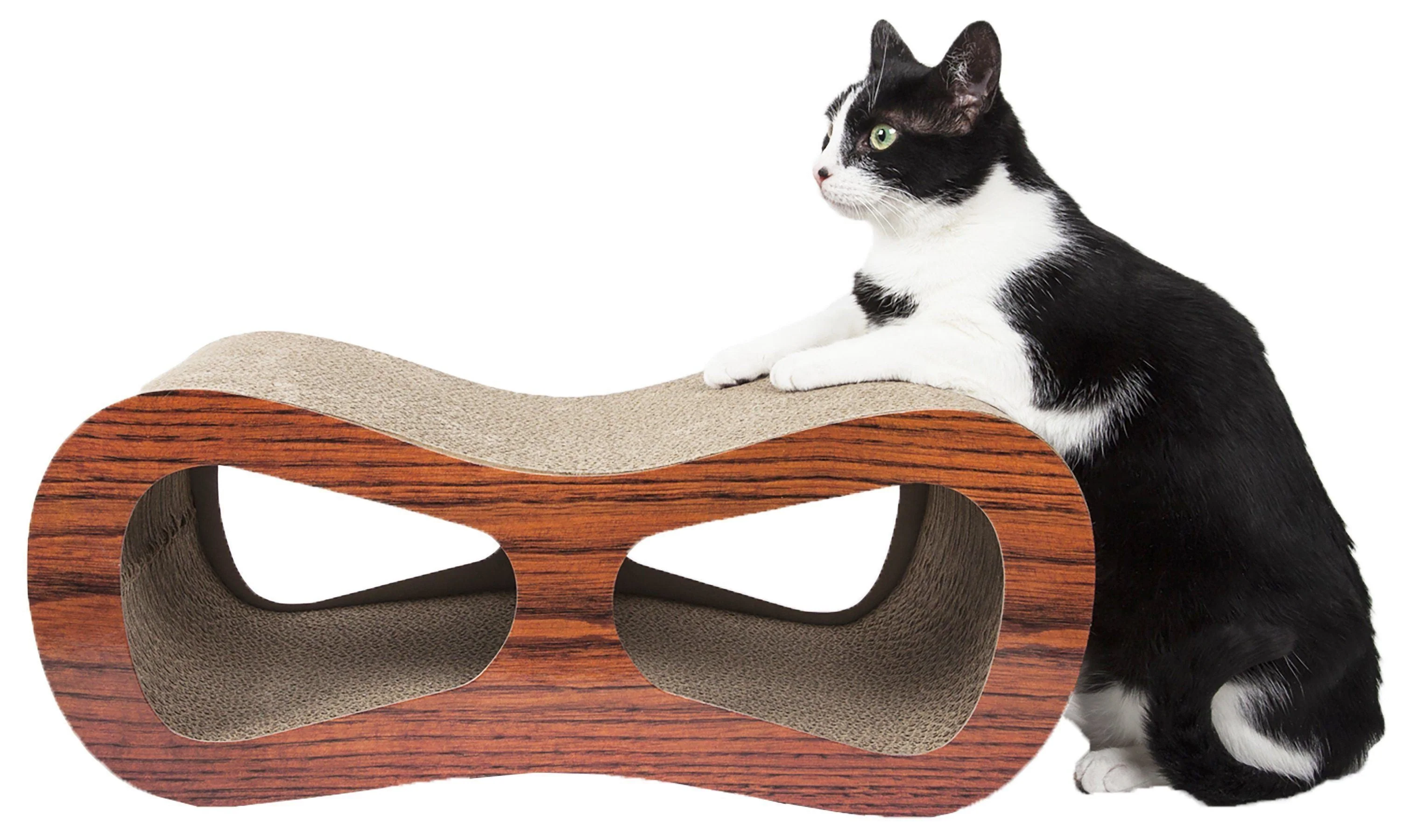 Pet Life ® 'Cat-Eyed' Contoured Designer Premium Quality Kitty Cat Scratcher Lounger with Catnip - Image 2