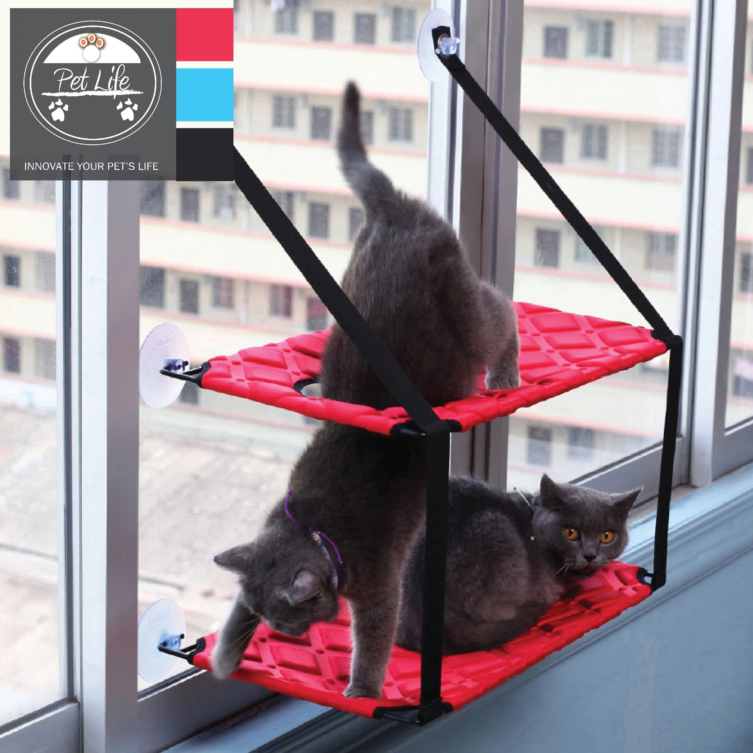 Pet Life ® 'Cat Laze'  Suction Cupped Dual-Leveled Kitty Cat Lounger - Image 3
