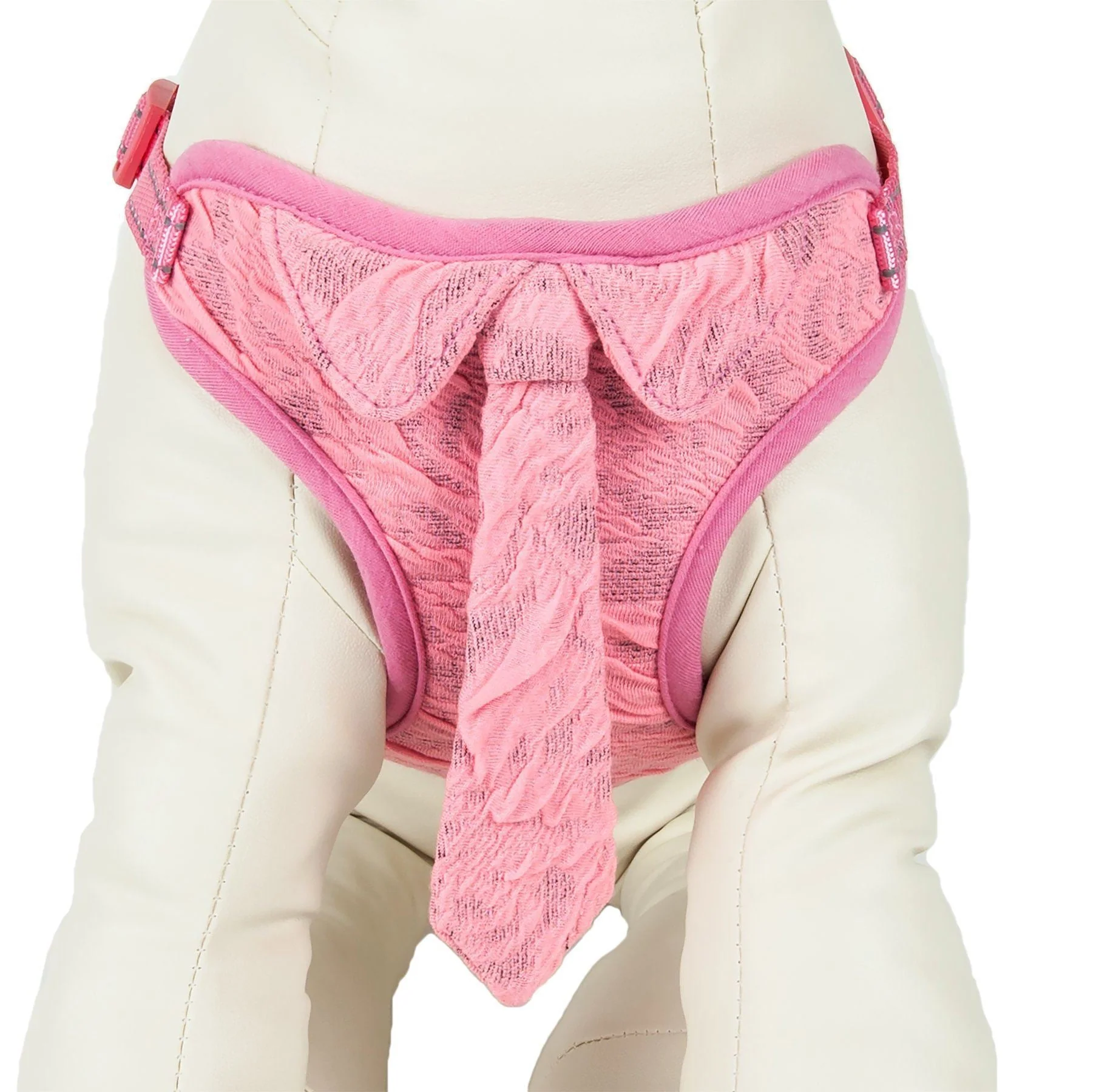 Pet Life ® 'Chichi Shaggy' Mesh Reversed Adjustable Fashion Dog Harness W/ Shaggy Neck Tie - Image 4