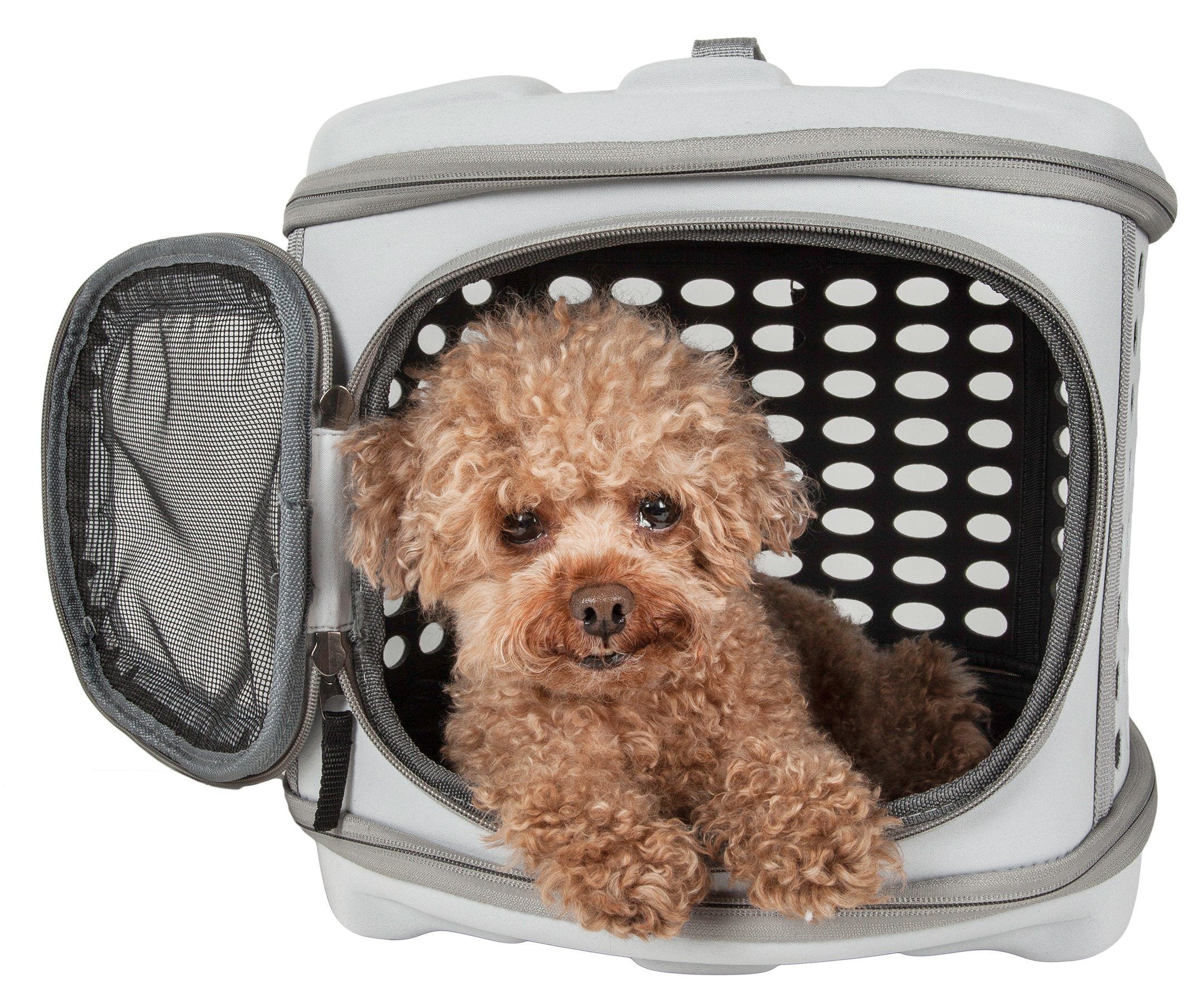 Pet Life ® 'Circular Shelled' Perforated Lightweight Collapsible Military Grade Travel Pet Dog Carrier - Image 2