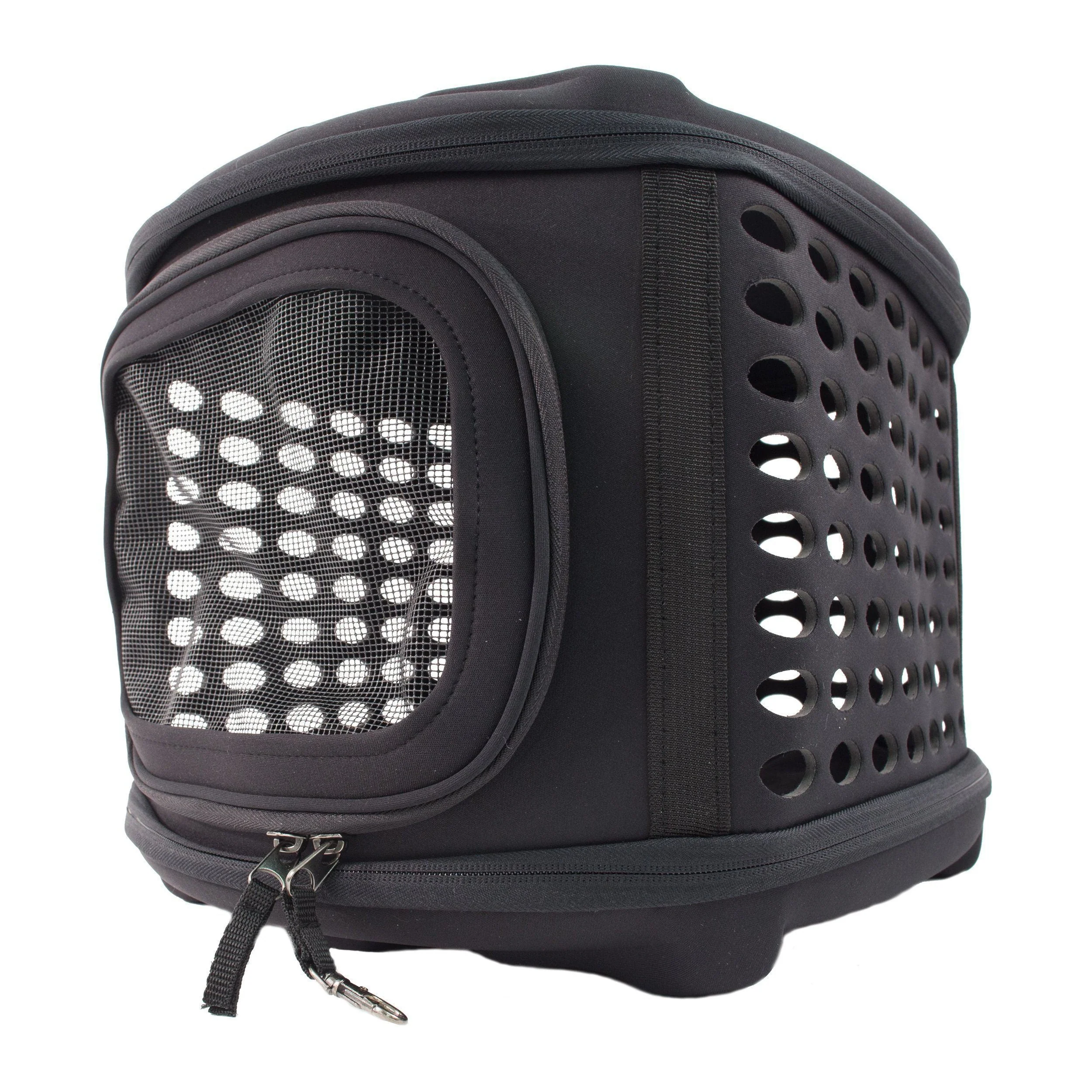 Pet Life ® 'Circular Shelled' Perforated Lightweight Collapsible Military Grade Travel Pet Dog Carrier - Image 3
