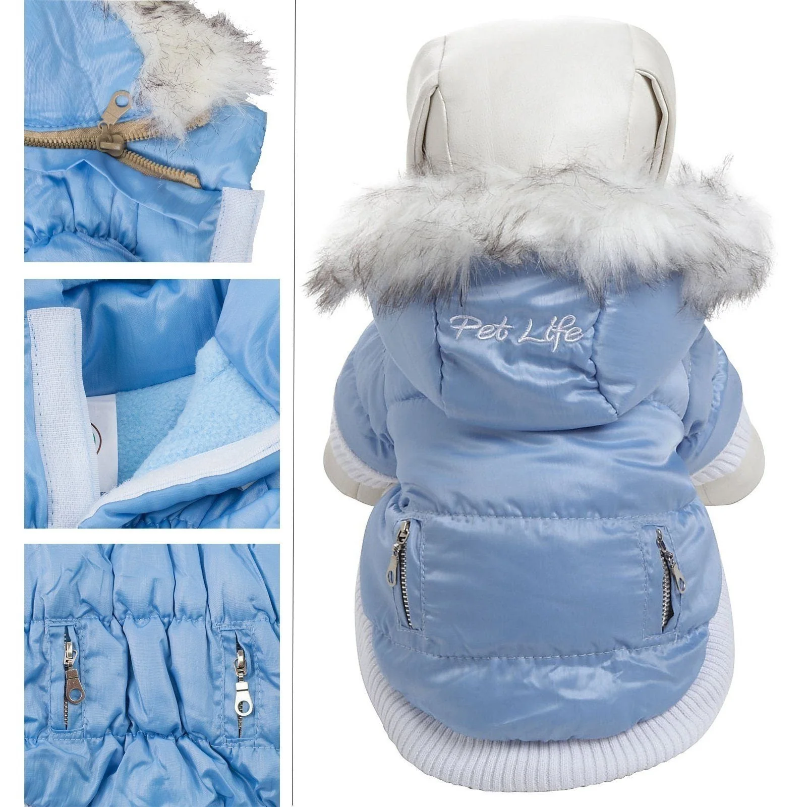 Pet Life ® Classic Metallic Fashion 3M Insulated Dog Coat Parka  w/ Removable Hood - Image 16
