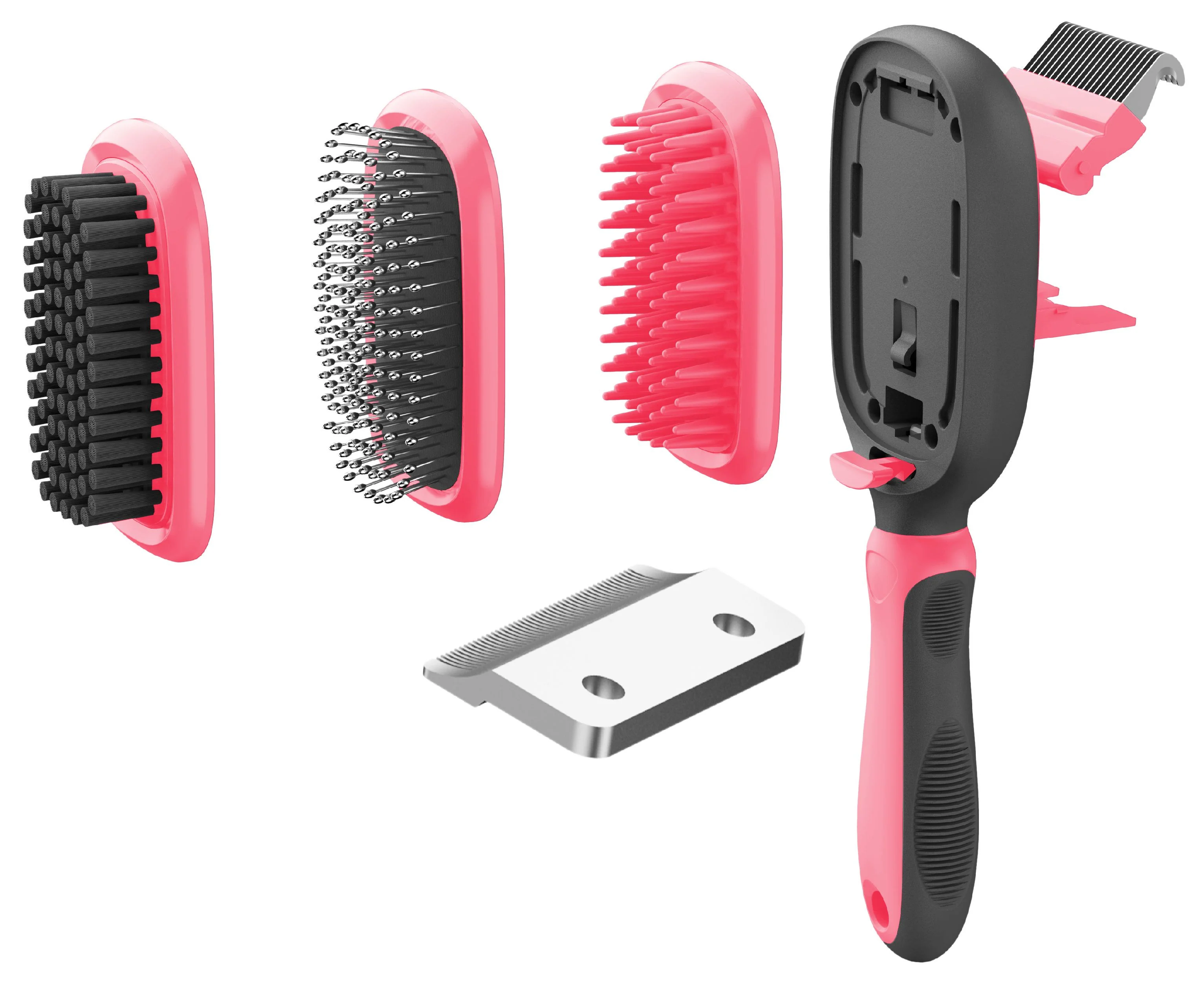 Pet Life ® 'Conversion' 5-in-1 Interchangeable Dematting and Deshedding Bristle Pin and Massage Grooming Pet Comb - Image 11