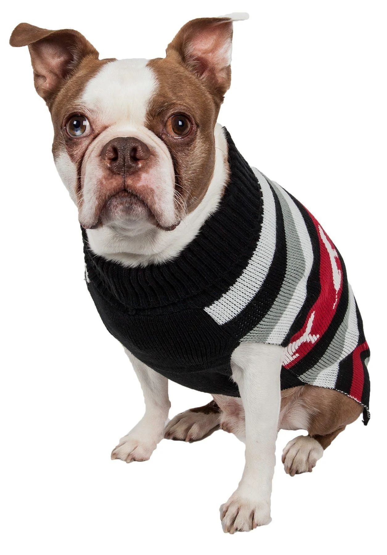 Pet Life ® Dog Patterned Fashion Striped Ribbed Turtle Neck Dog Sweater - Image 2