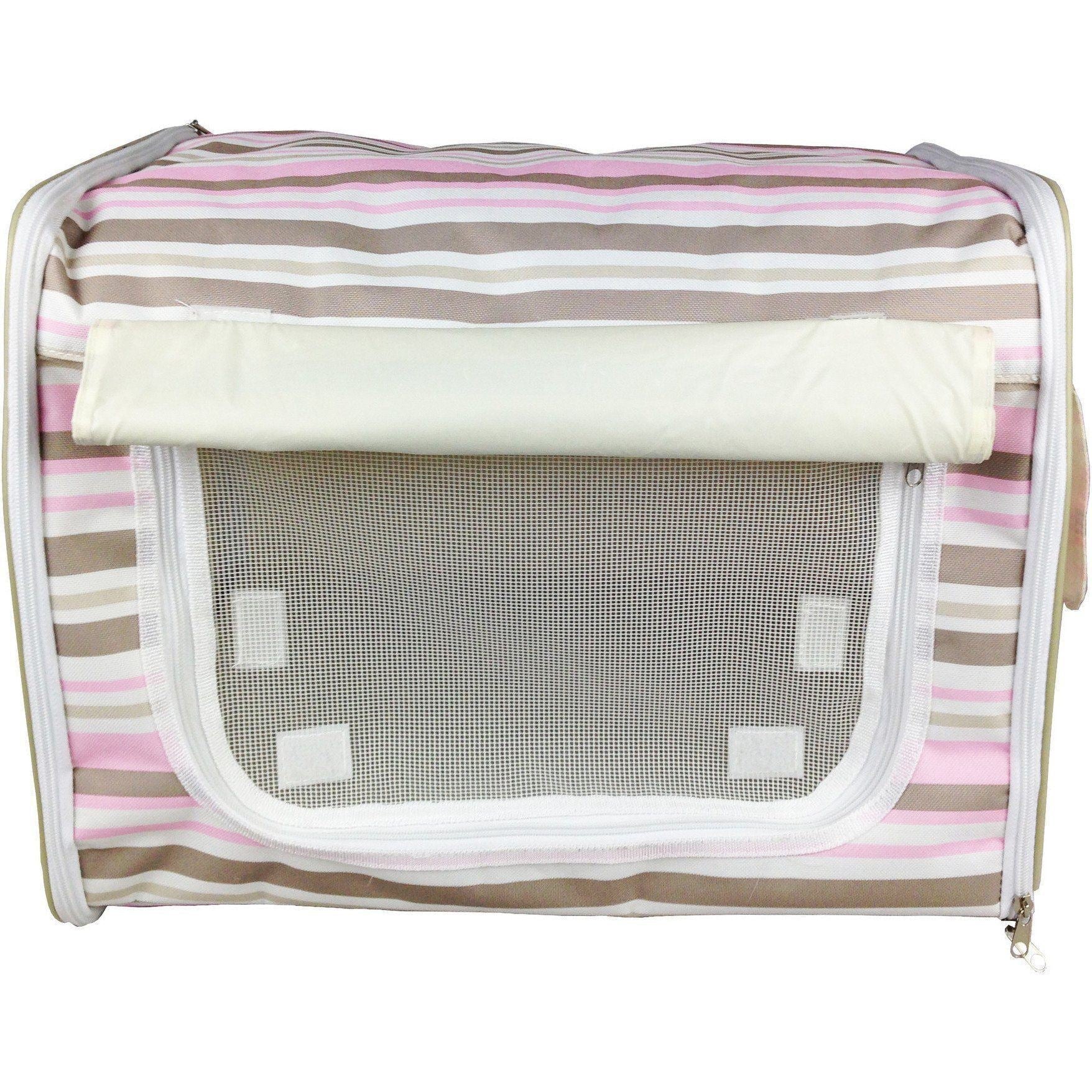 Pet Life ® 'Easy Folding' Zippered Folding Collapsible Wire Framed Lightweight Pet Dog Crate Carrier - Image 3
