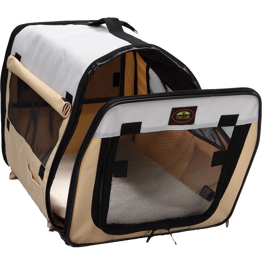 Pet Life ® 'Easy Folding' Zippered Folding Collapsible Wire Framed Lightweight Pet Dog Crate Carrier - Image 4