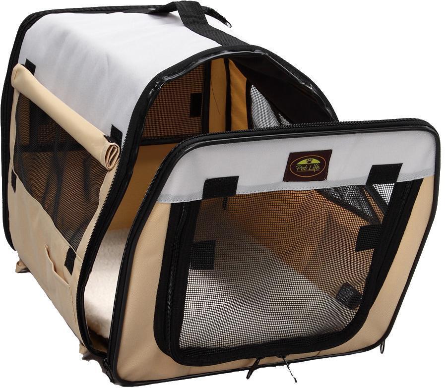 Pet Life ® 'Easy Folding' Zippered Folding Collapsible Wire Framed Lightweight Pet Dog Crate Carrier - Image 5